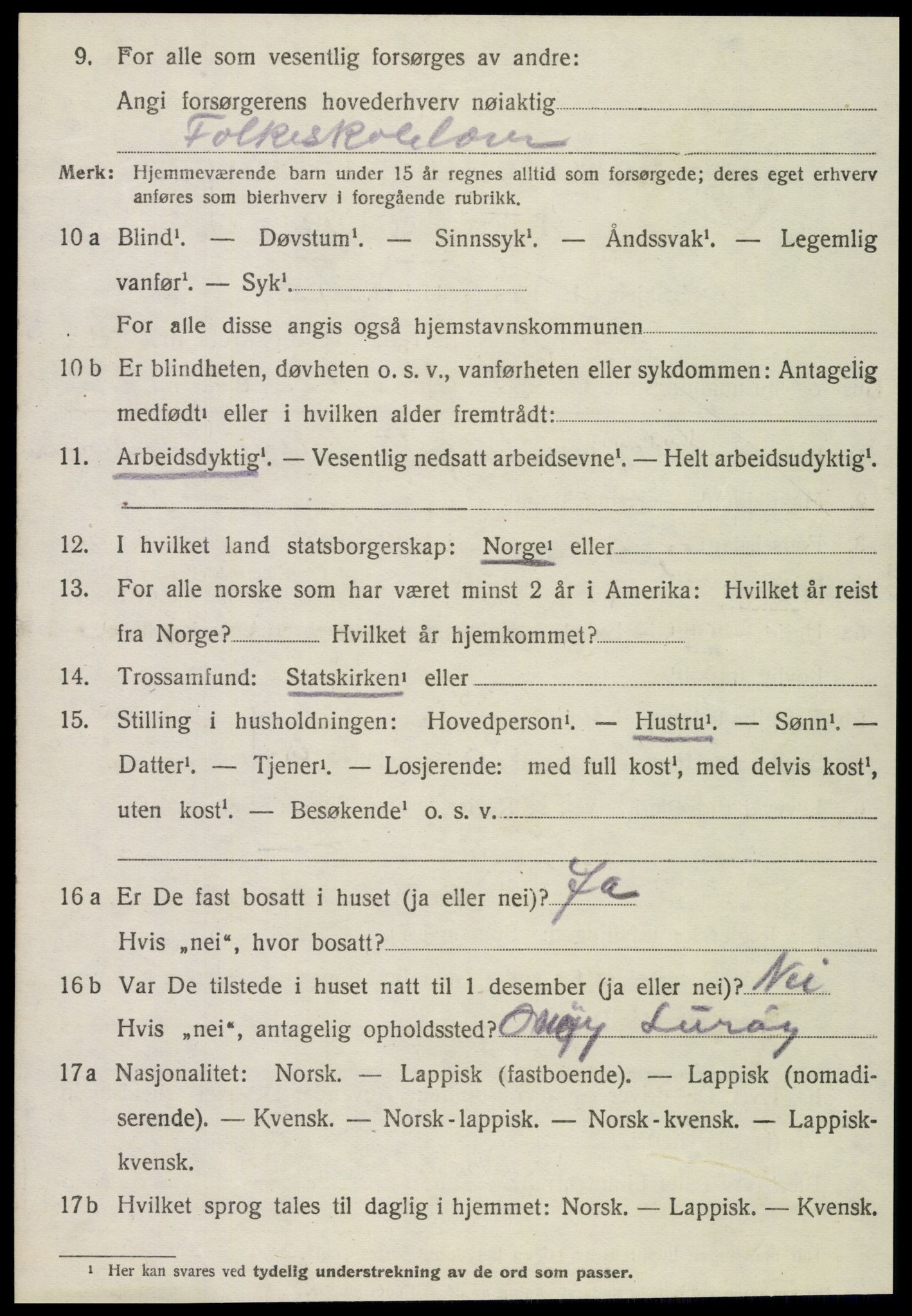 SAT, 1920 census for Lurøy, 1920, p. 1786