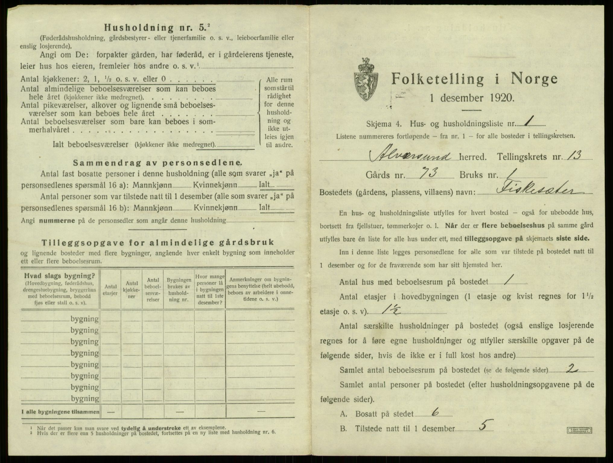SAB, 1920 census for Alversund, 1920, p. 948