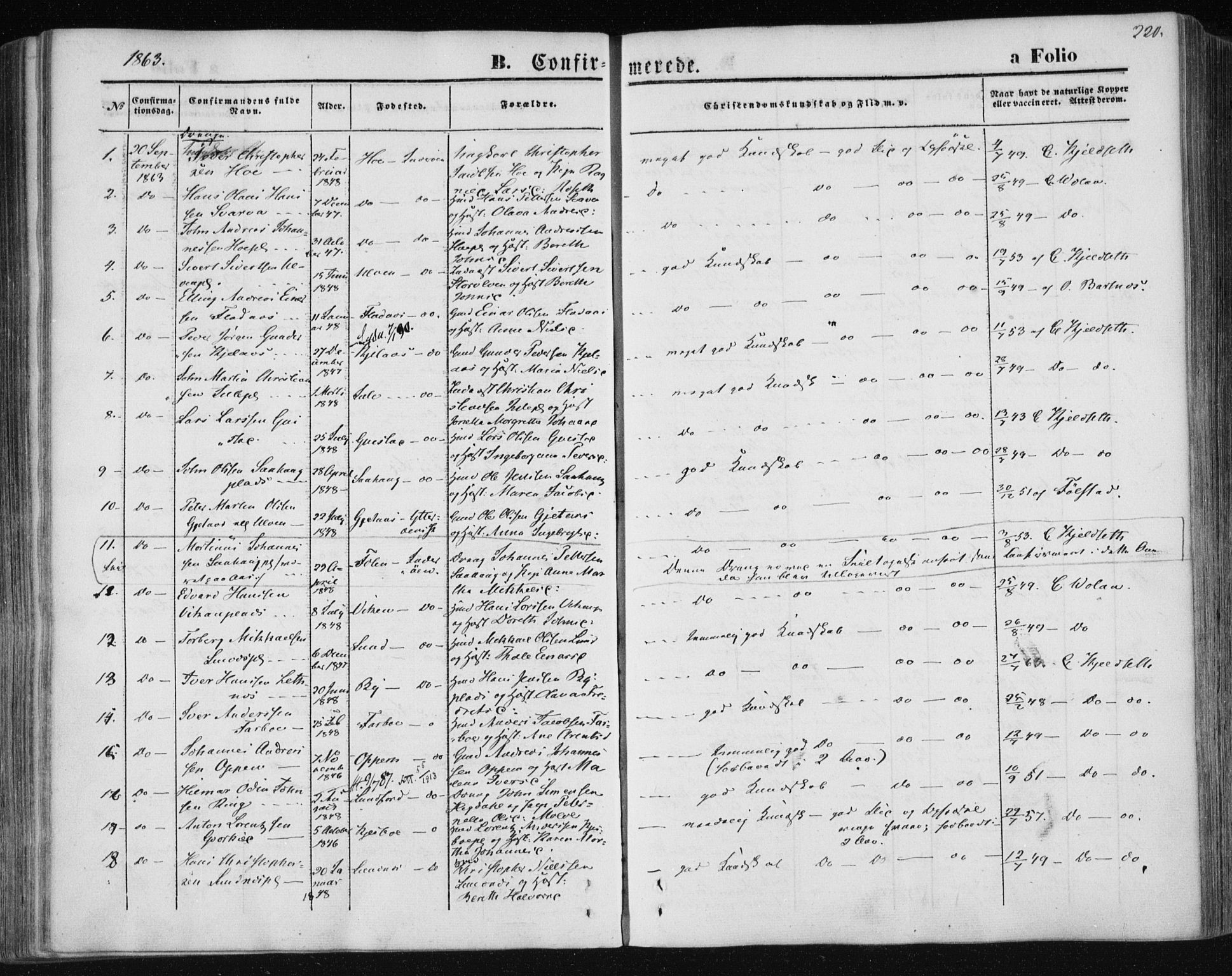 Ministerialprotokoller, klokkerbøker og fødselsregistre - Nord-Trøndelag, AV/SAT-A-1458/730/L0283: Parish register (official) no. 730A08, 1855-1865, p. 220