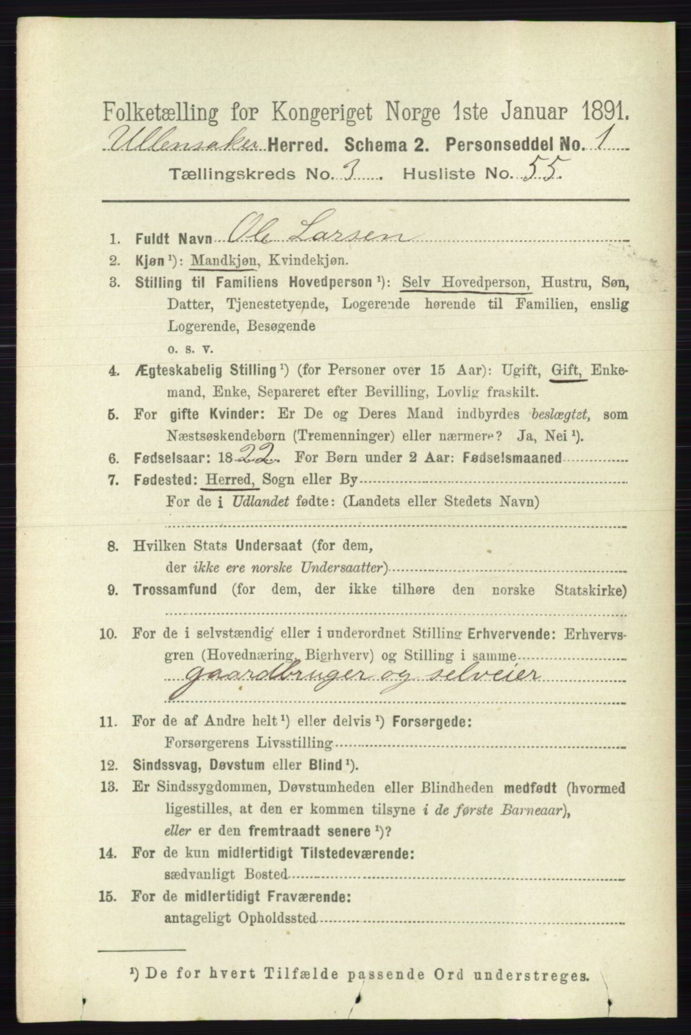 RA, 1891 census for 0235 Ullensaker, 1891, p. 1428