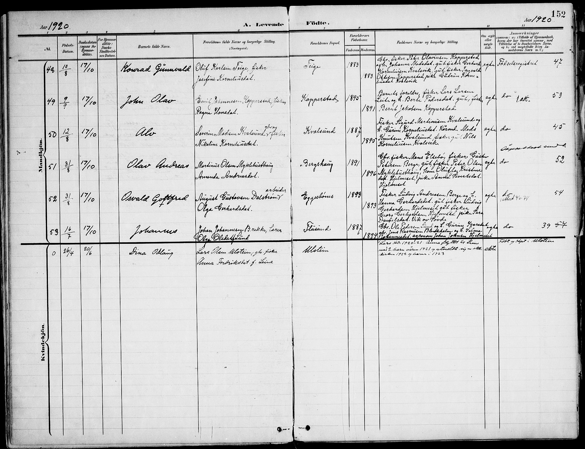 Ministerialprotokoller, klokkerbøker og fødselsregistre - Møre og Romsdal, AV/SAT-A-1454/507/L0075: Parish register (official) no. 507A10, 1901-1920, p. 152