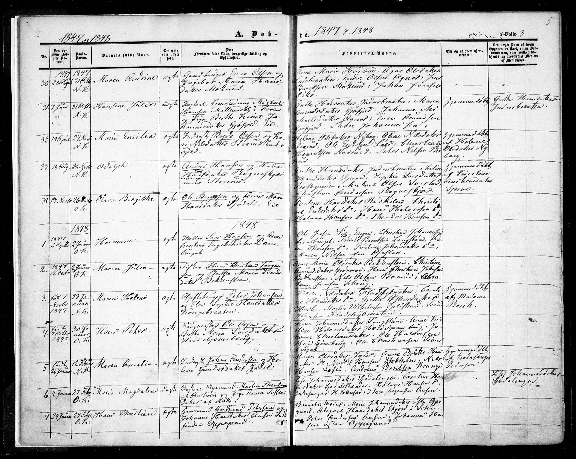 Nesodden prestekontor Kirkebøker, SAO/A-10013/F/Fa/L0007: Parish register (official) no. I 7, 1848-1868, p. 3