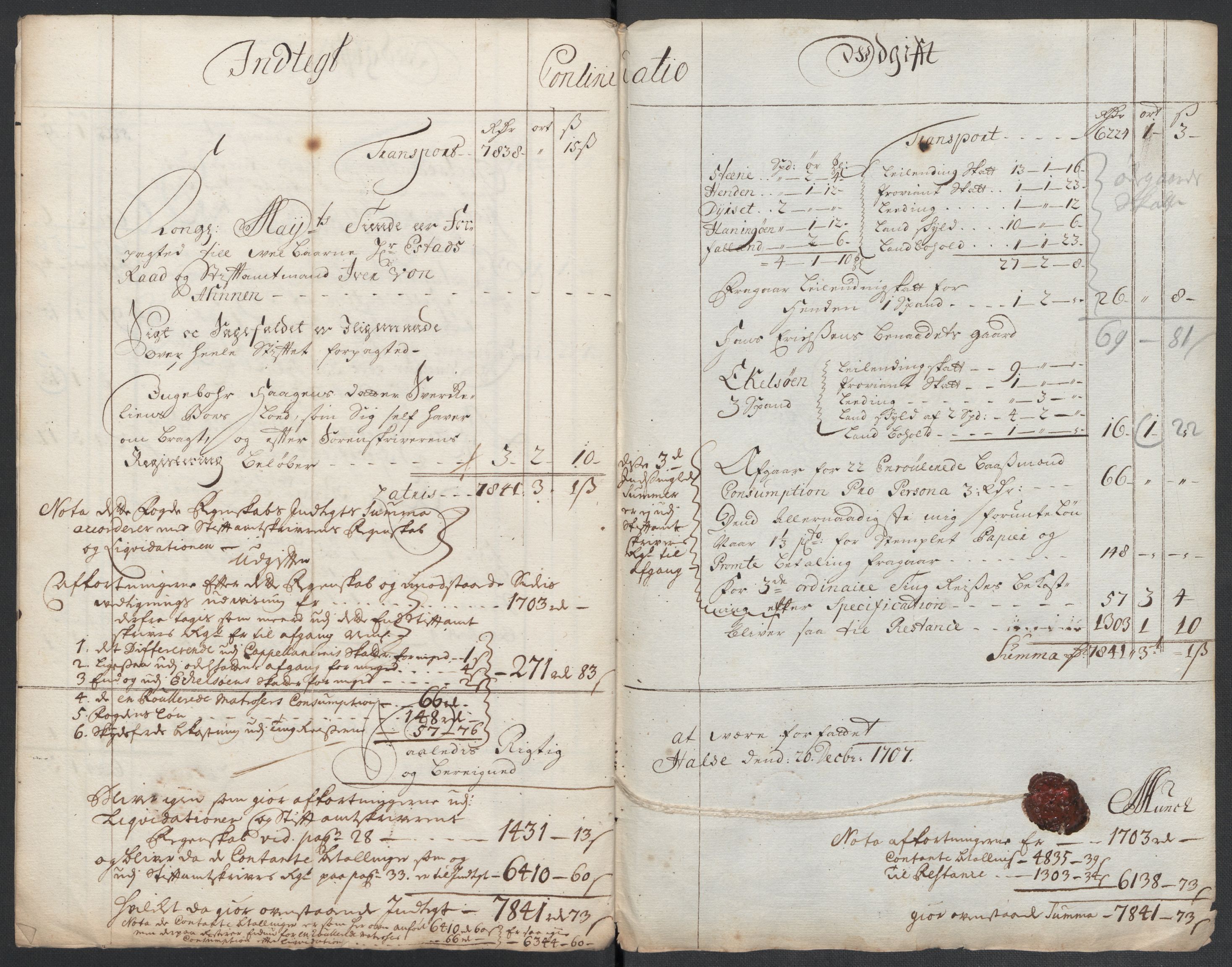 Rentekammeret inntil 1814, Reviderte regnskaper, Fogderegnskap, RA/EA-4092/R56/L3742: Fogderegnskap Nordmøre, 1706-1707, p. 170