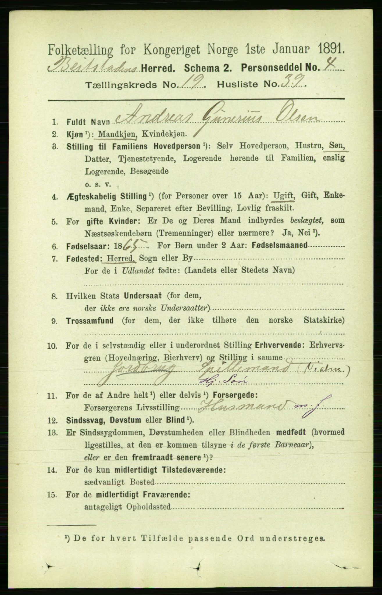 RA, 1891 census for 1727 Beitstad, 1891, p. 5053