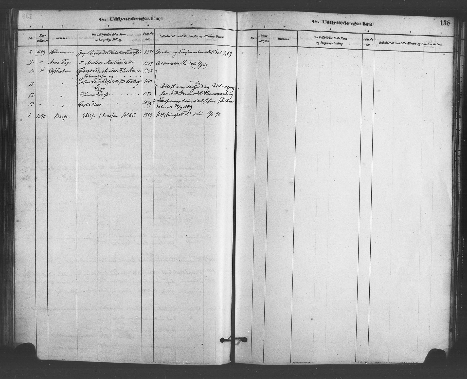 Fana Sokneprestembete, AV/SAB-A-75101/H/Haa/Haab/L0001: Parish register (official) no. B 1, 1878-1889, p. 138