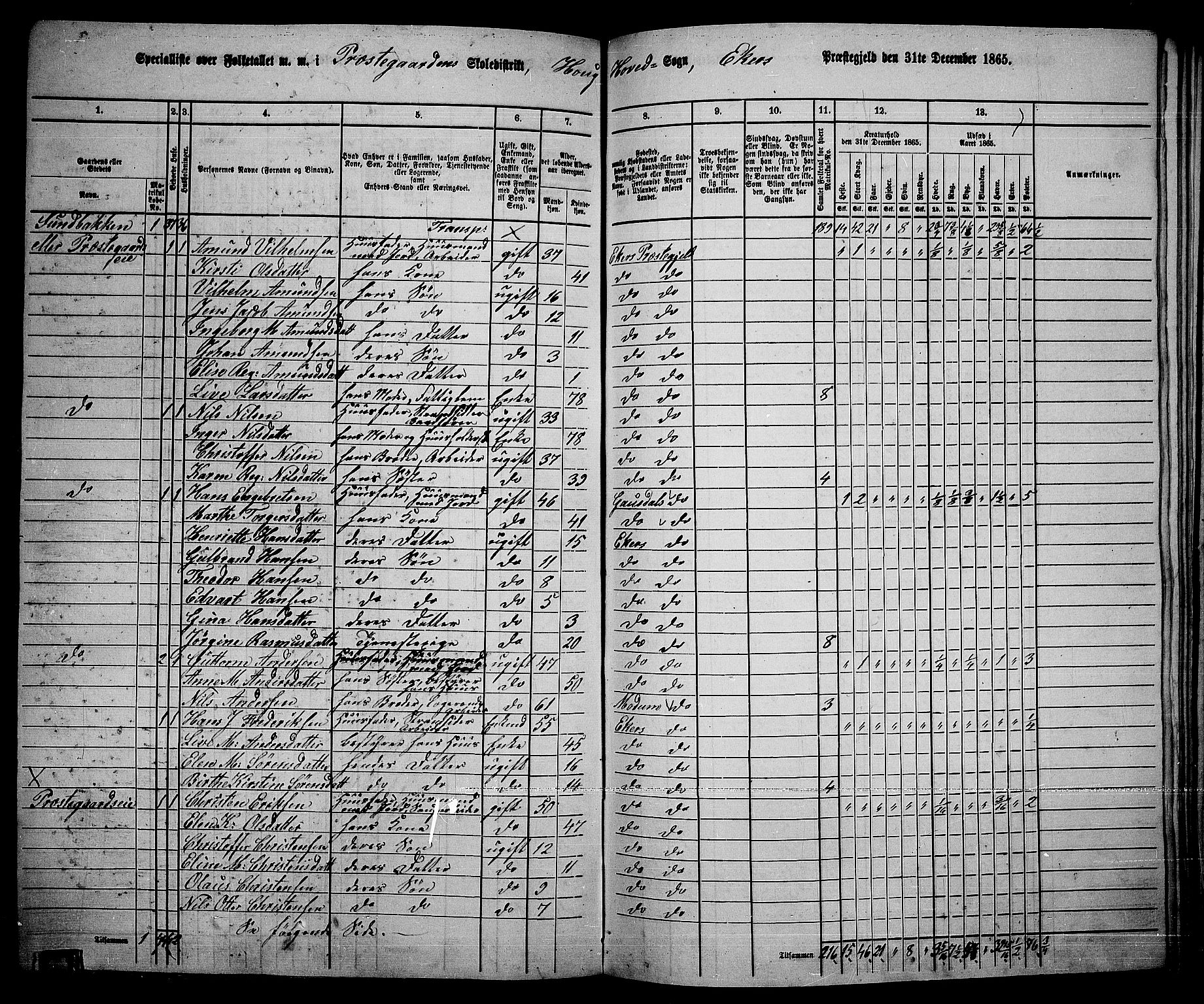 RA, 1865 census for Eiker, 1865, p. 179