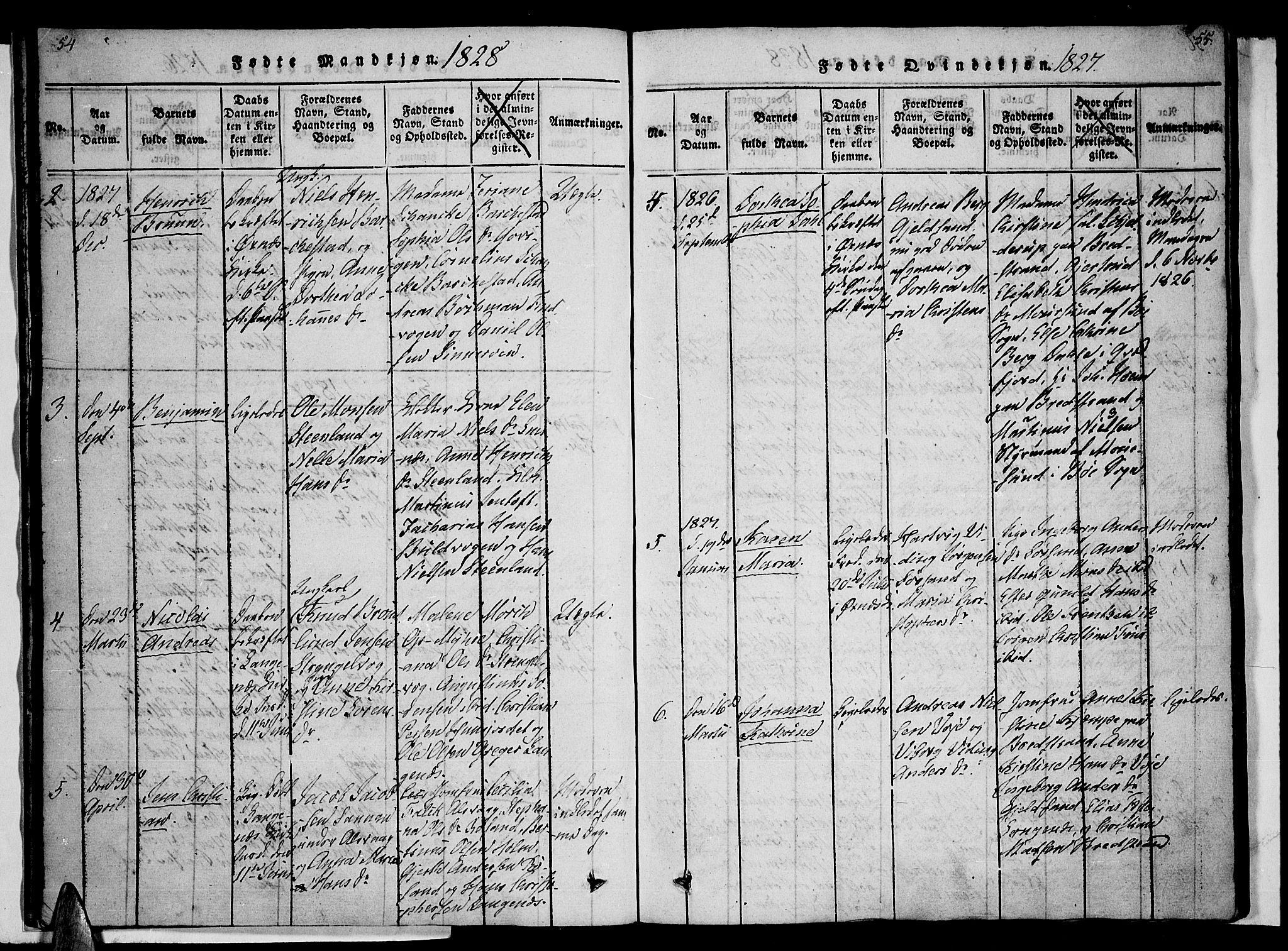 Ministerialprotokoller, klokkerbøker og fødselsregistre - Nordland, SAT/A-1459/893/L1331: Parish register (official) no. 893A04, 1820-1840, p. 54-55