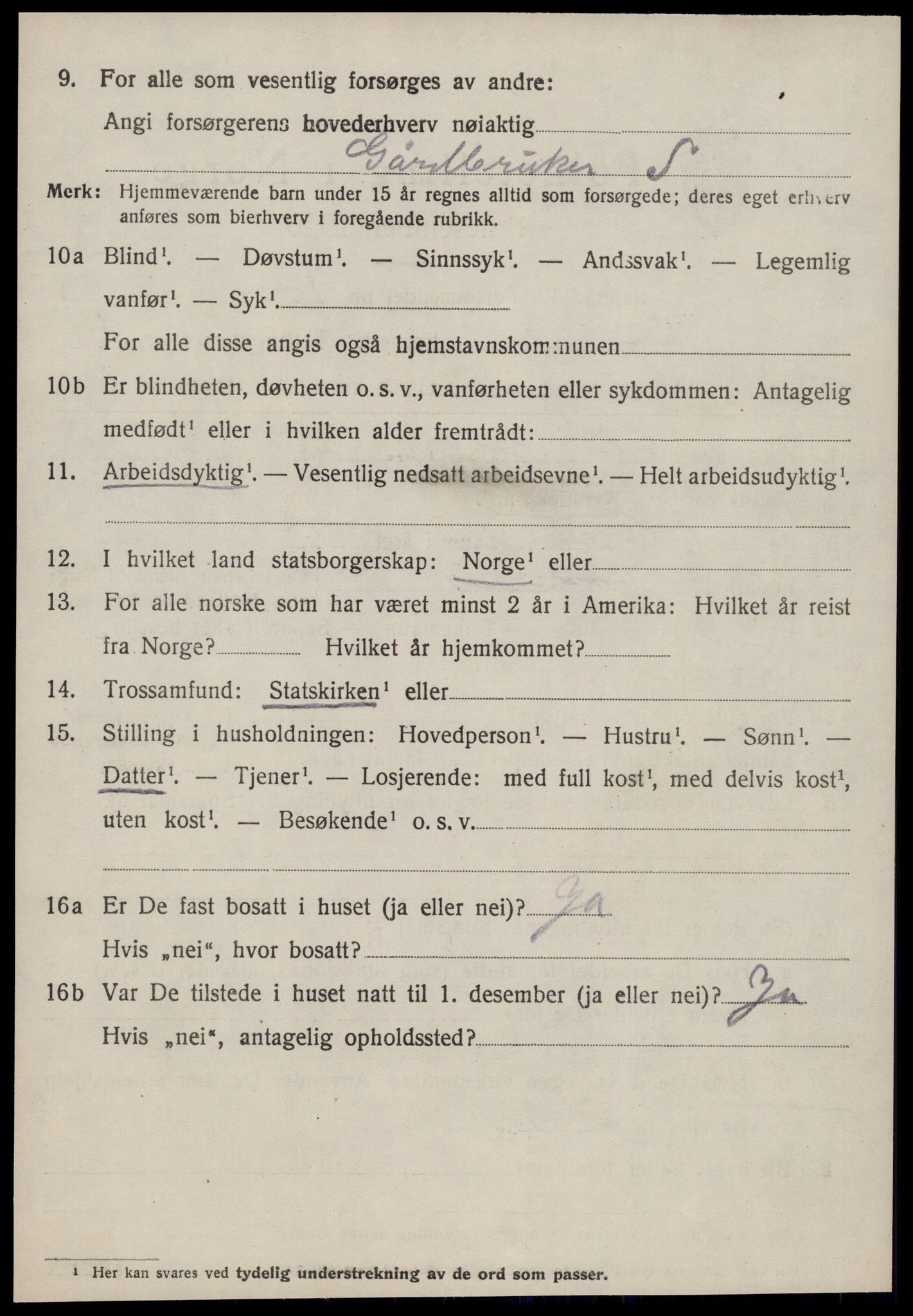 SAT, 1920 census for Hustad, 1920, p. 1552