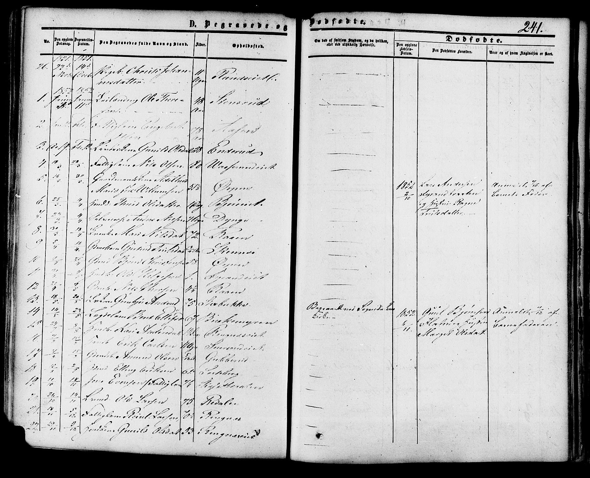 Krødsherad kirkebøker, SAKO/A-19/F/Fa/L0003: Parish register (official) no. 3, 1851-1872, p. 241