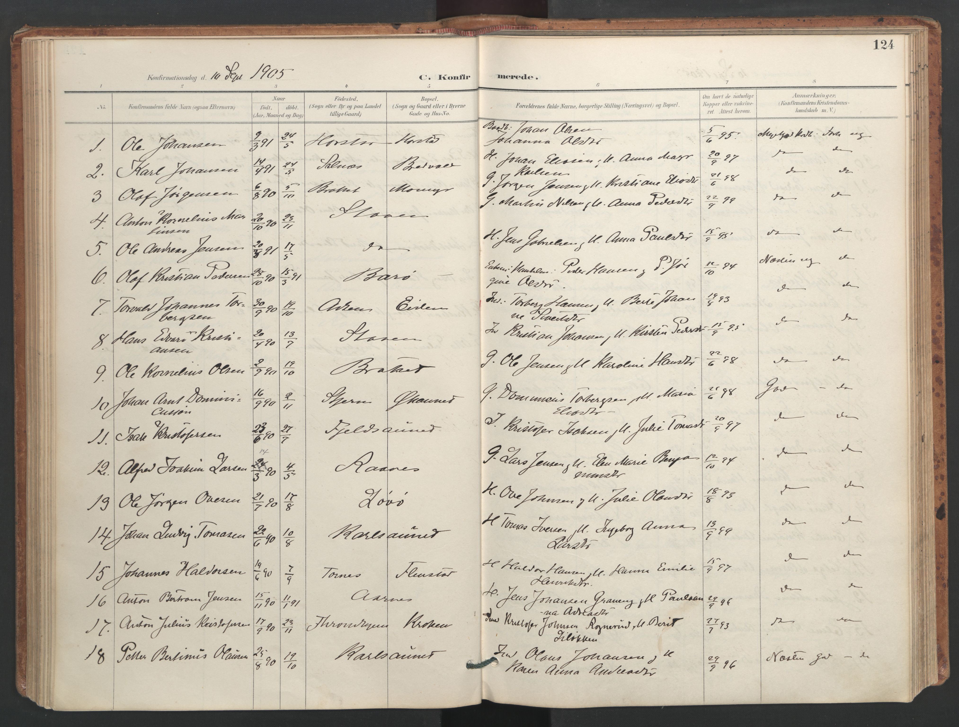 Ministerialprotokoller, klokkerbøker og fødselsregistre - Sør-Trøndelag, SAT/A-1456/655/L0681: Parish register (official) no. 655A10, 1895-1907, p. 124