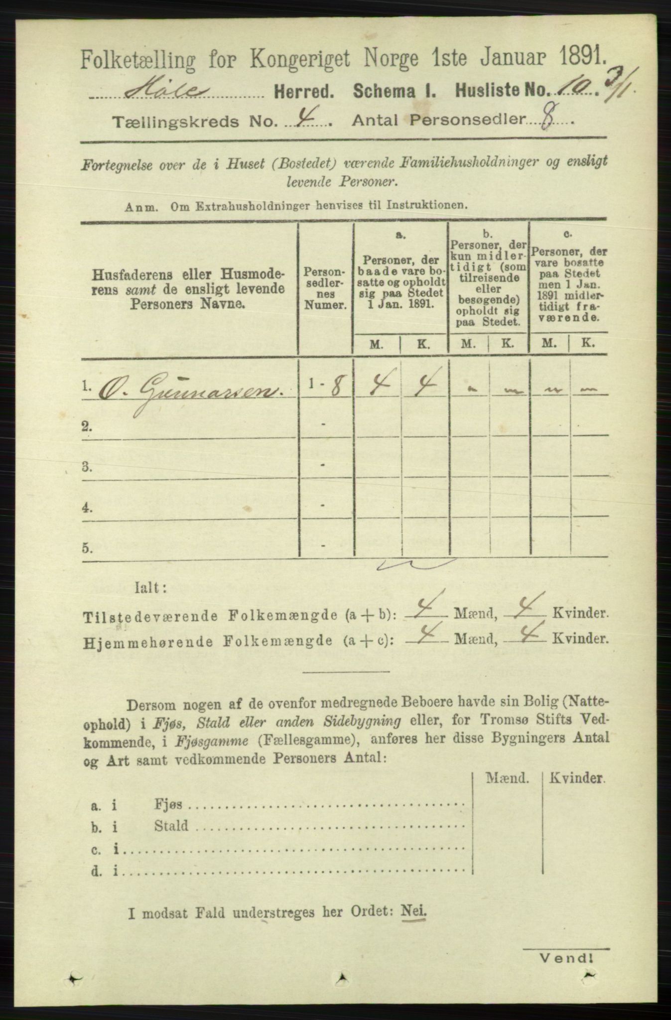 RA, 1891 census for 1128 Høle, 1891, p. 825