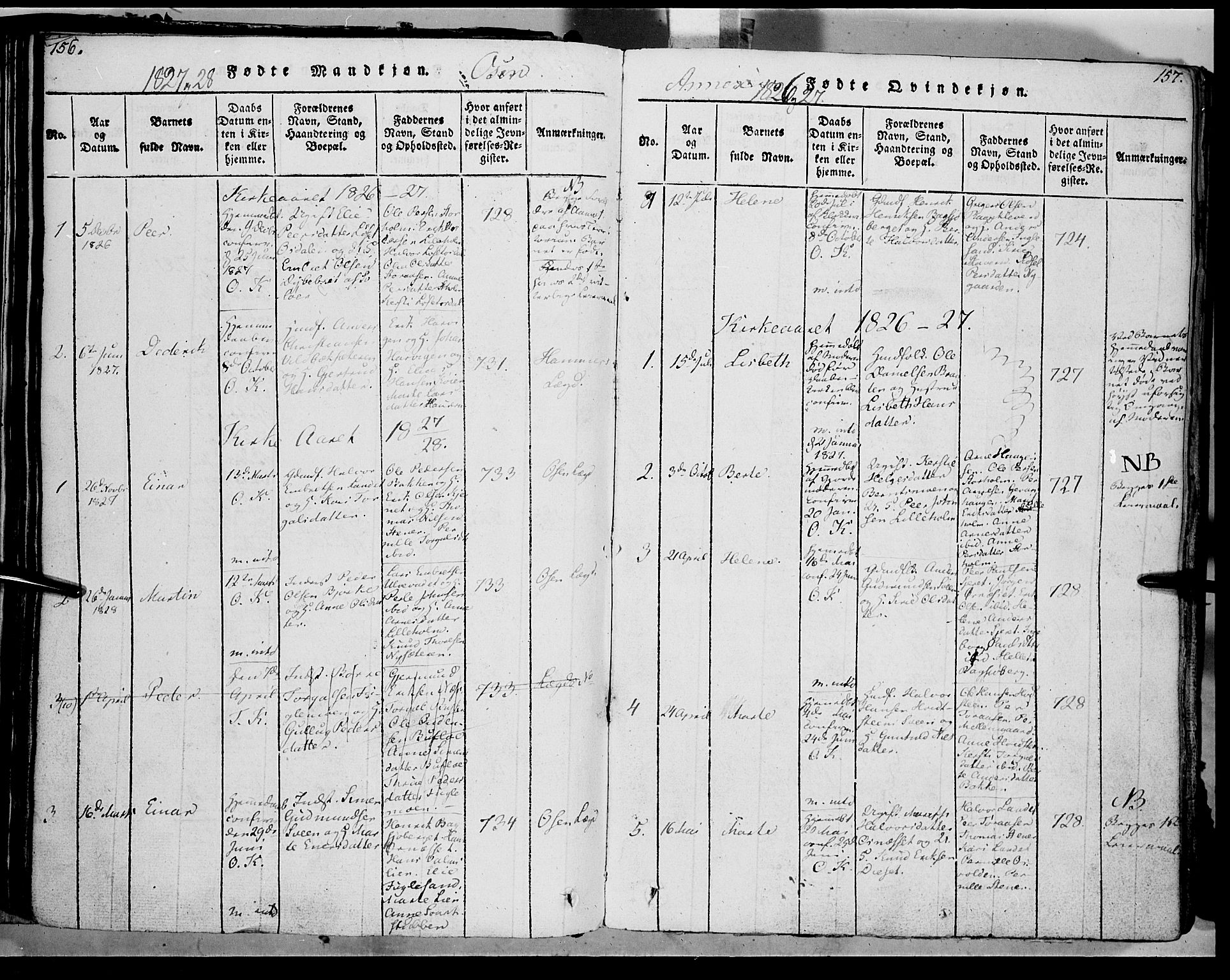 Trysil prestekontor, AV/SAH-PREST-046/H/Ha/Haa/L0003: Parish register (official) no. 3 /2, 1814-1842, p. 156-157