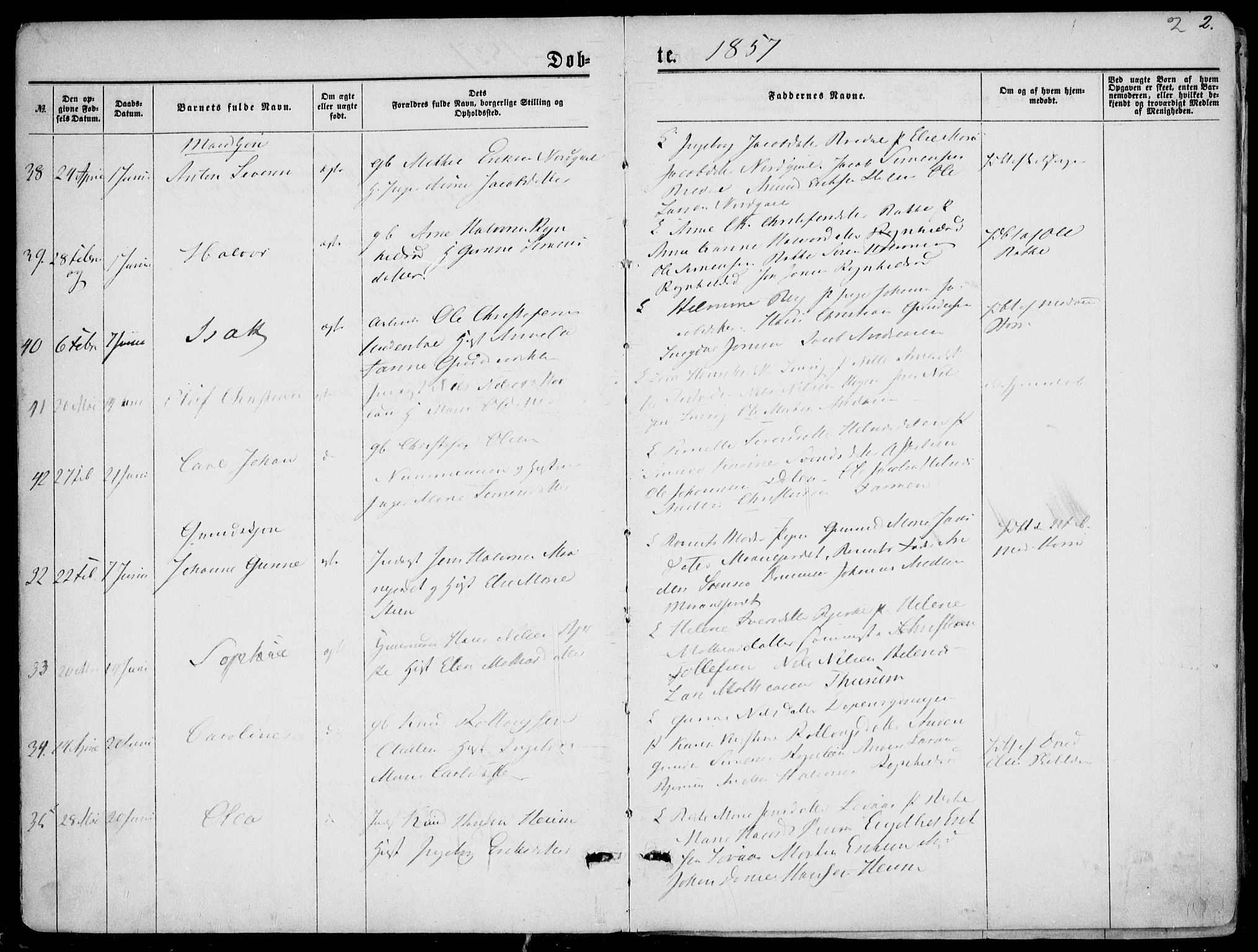 Hedrum kirkebøker, AV/SAKO-A-344/F/Fa/L0007: Parish register (official) no. I 7, 1857-1868, p. 2