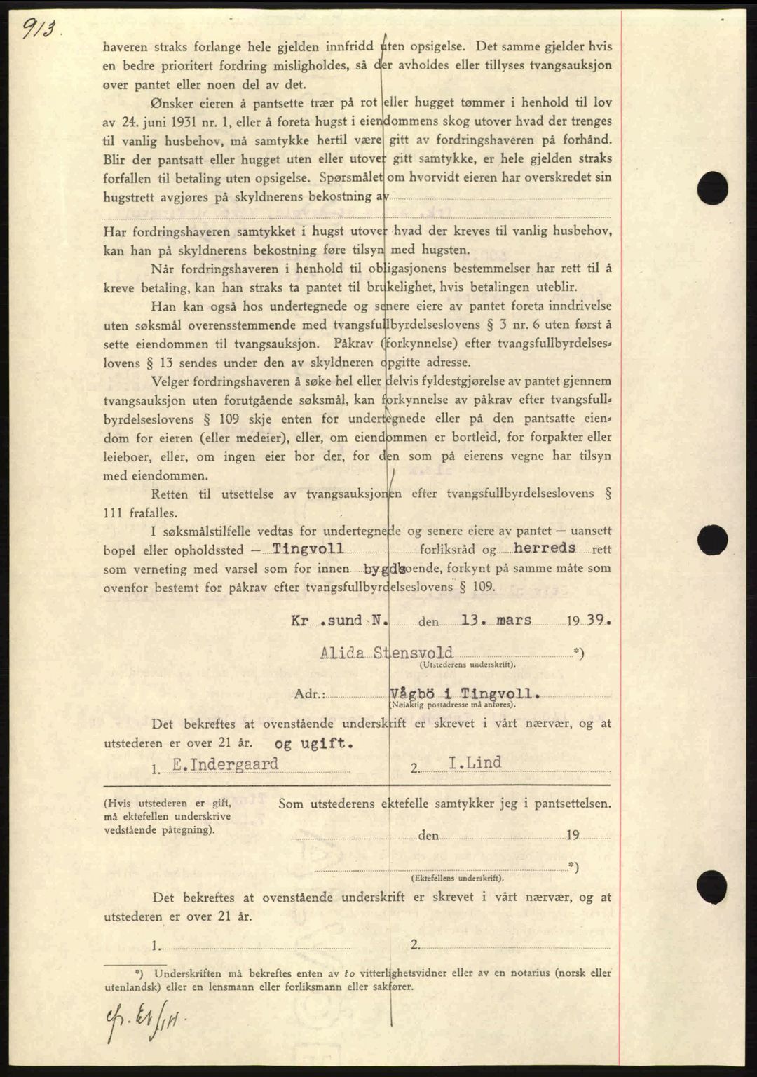 Nordmøre sorenskriveri, AV/SAT-A-4132/1/2/2Ca: Mortgage book no. B84, 1938-1939, Diary no: : 667/1939