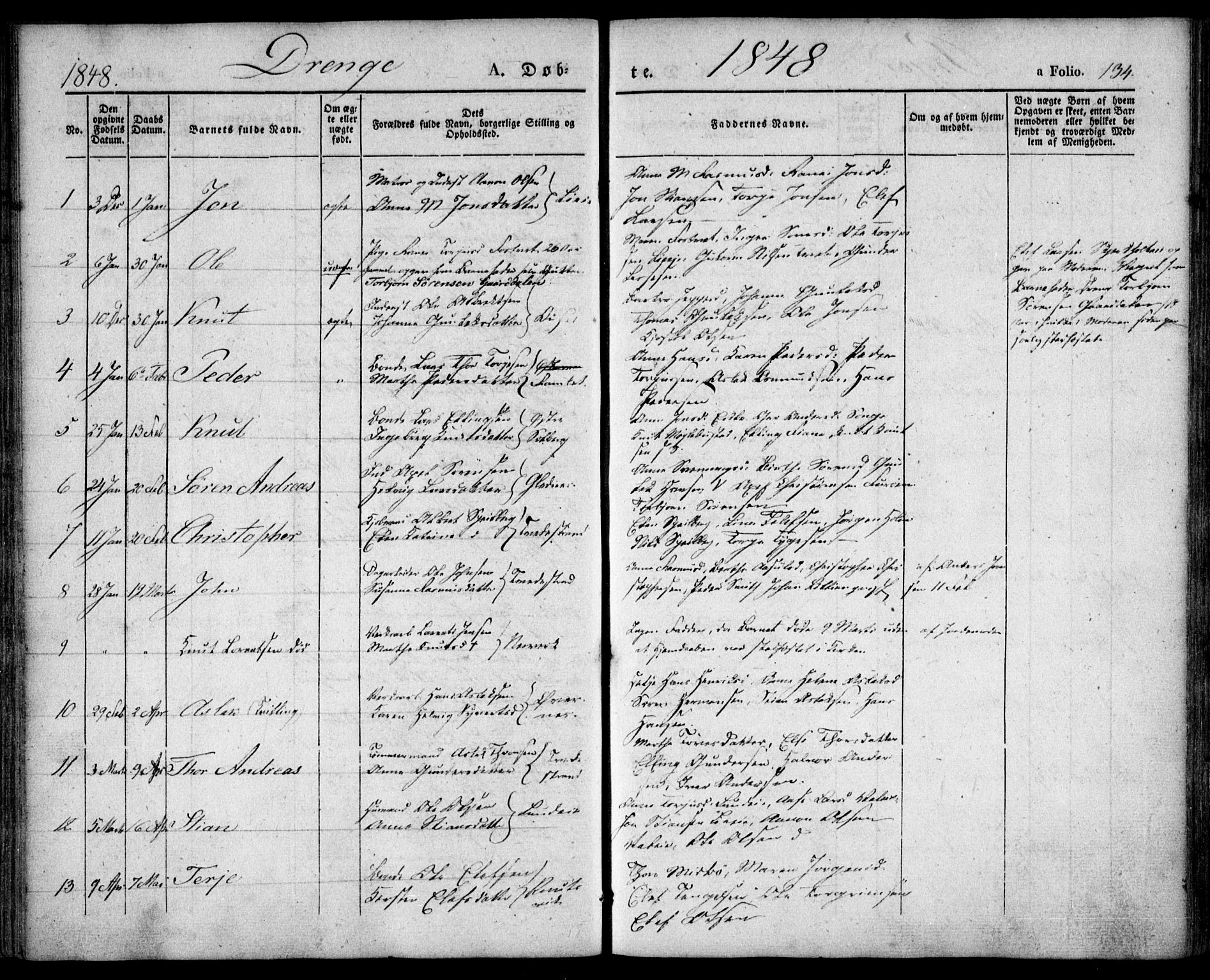 Holt sokneprestkontor, AV/SAK-1111-0021/F/Fa/L0007: Parish register (official) no. A 7, 1836-1848, p. 134