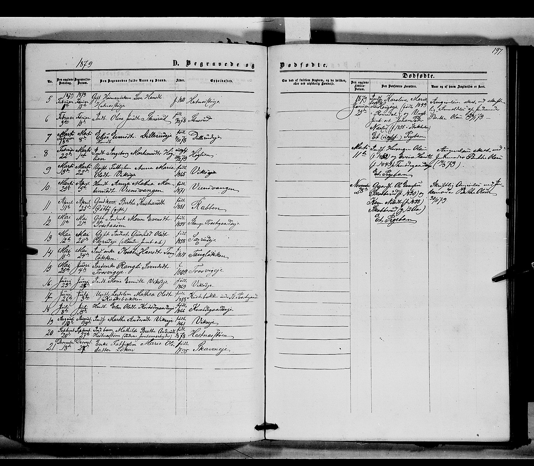 Stange prestekontor, SAH/PREST-002/K/L0014: Parish register (official) no. 14, 1862-1879, p. 197