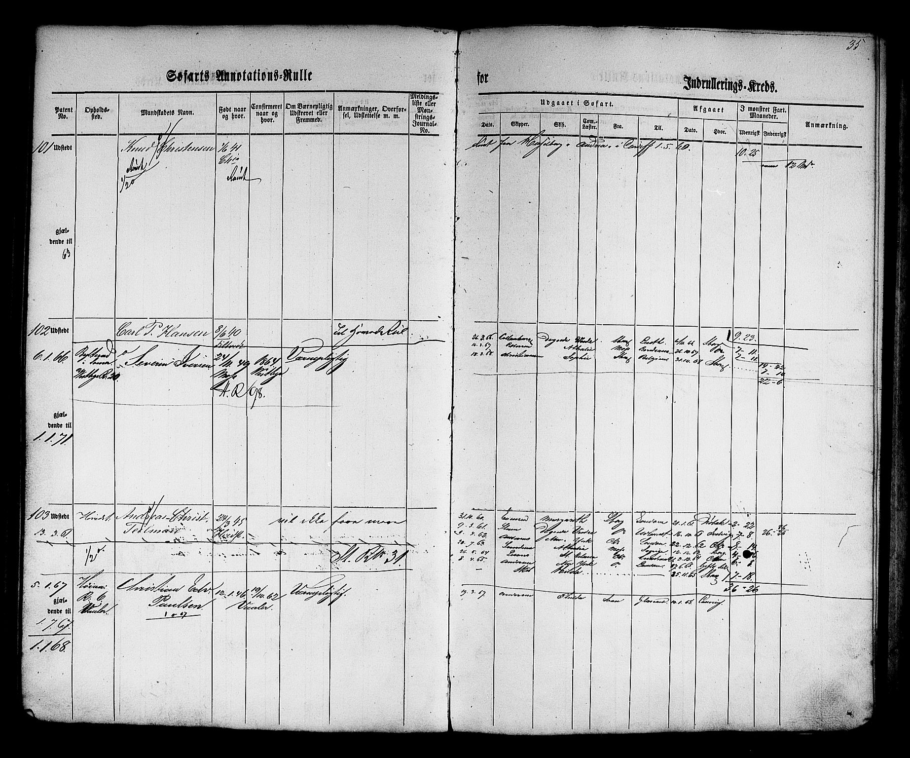 Son mønstringskontor, AV/SAO-A-10569e/F/Fc/Fca/L0001: Annotasjonsrulle, 1860-1868, p. 39