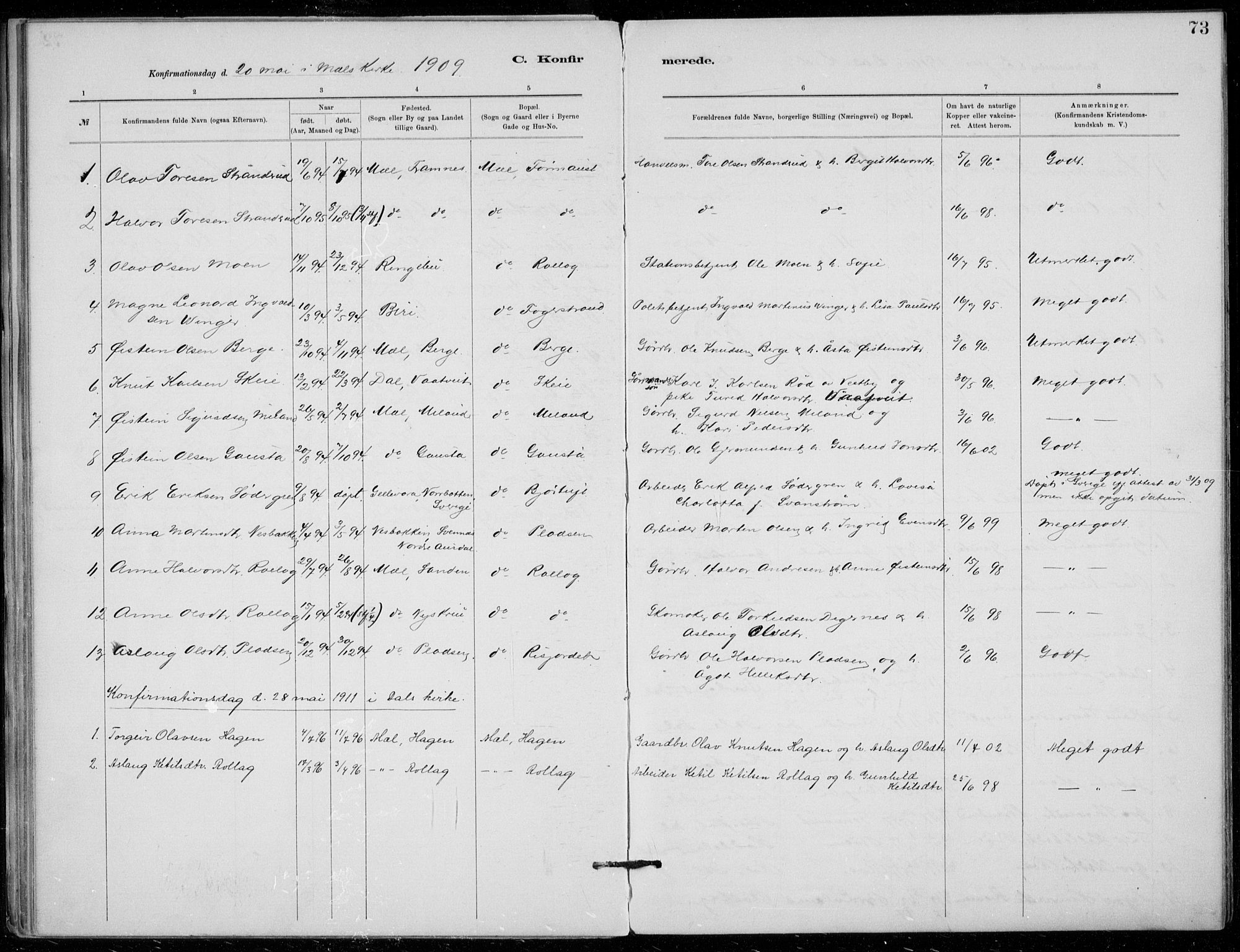 Tinn kirkebøker, SAKO/A-308/F/Fb/L0002: Parish register (official) no. II 2, 1878-1917, p. 73