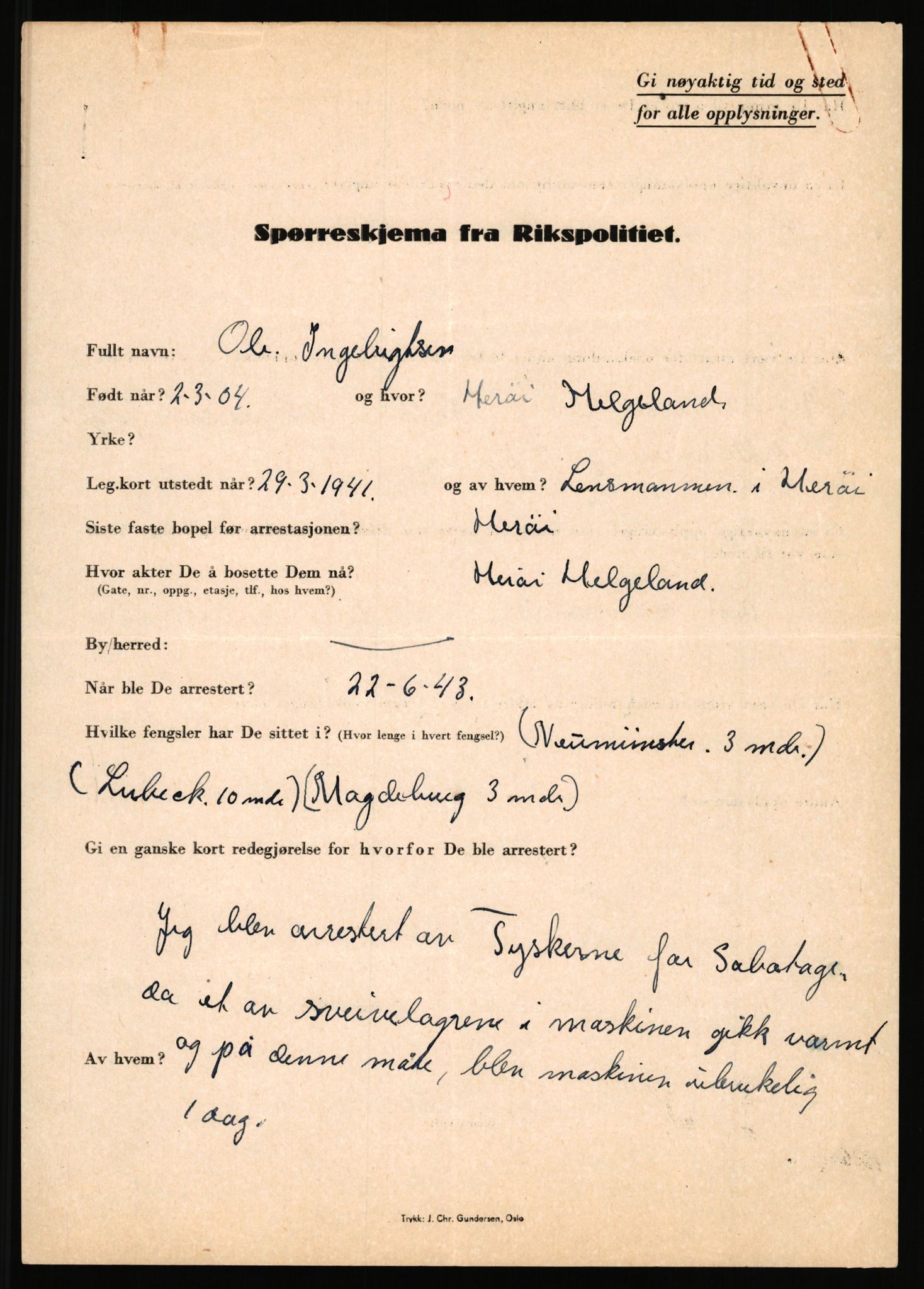 Rikspolitisjefen, AV/RA-S-1560/L/L0007: Heen, Erik C. - Iversen, Trygve, 1940-1945, p. 1141