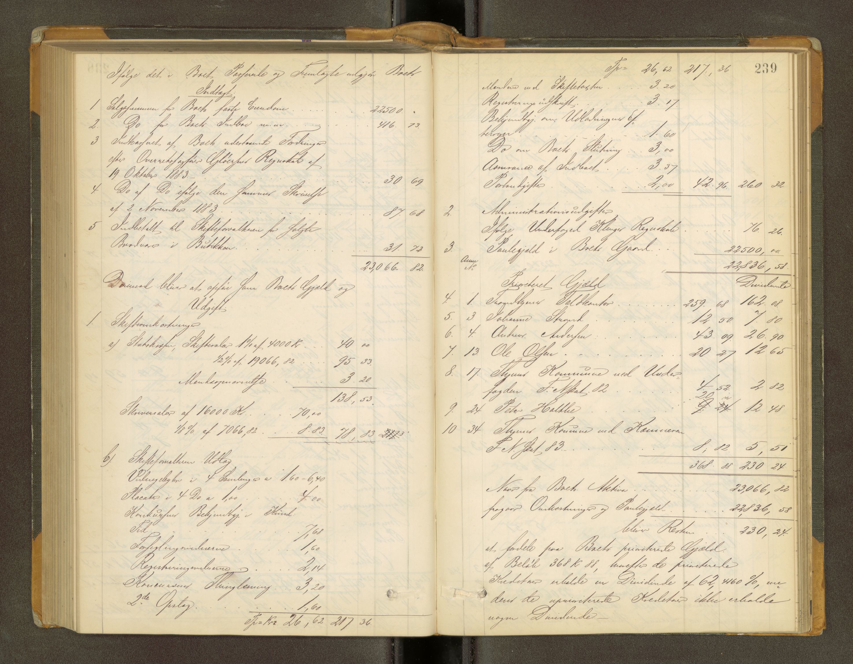 Trondheim byfogd, AV/SAT-A-0003/1/3/3A/L0033: Skifteutlodningsprotokoll - 4/2-7/6. (m/ register), 1882-1884, p. 239