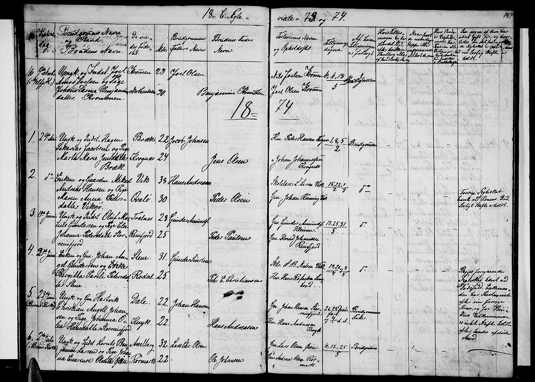 Ministerialprotokoller, klokkerbøker og fødselsregistre - Nordland, SAT/A-1459/812/L0187: Parish register (copy) no. 812C05, 1850-1883, p. 187
