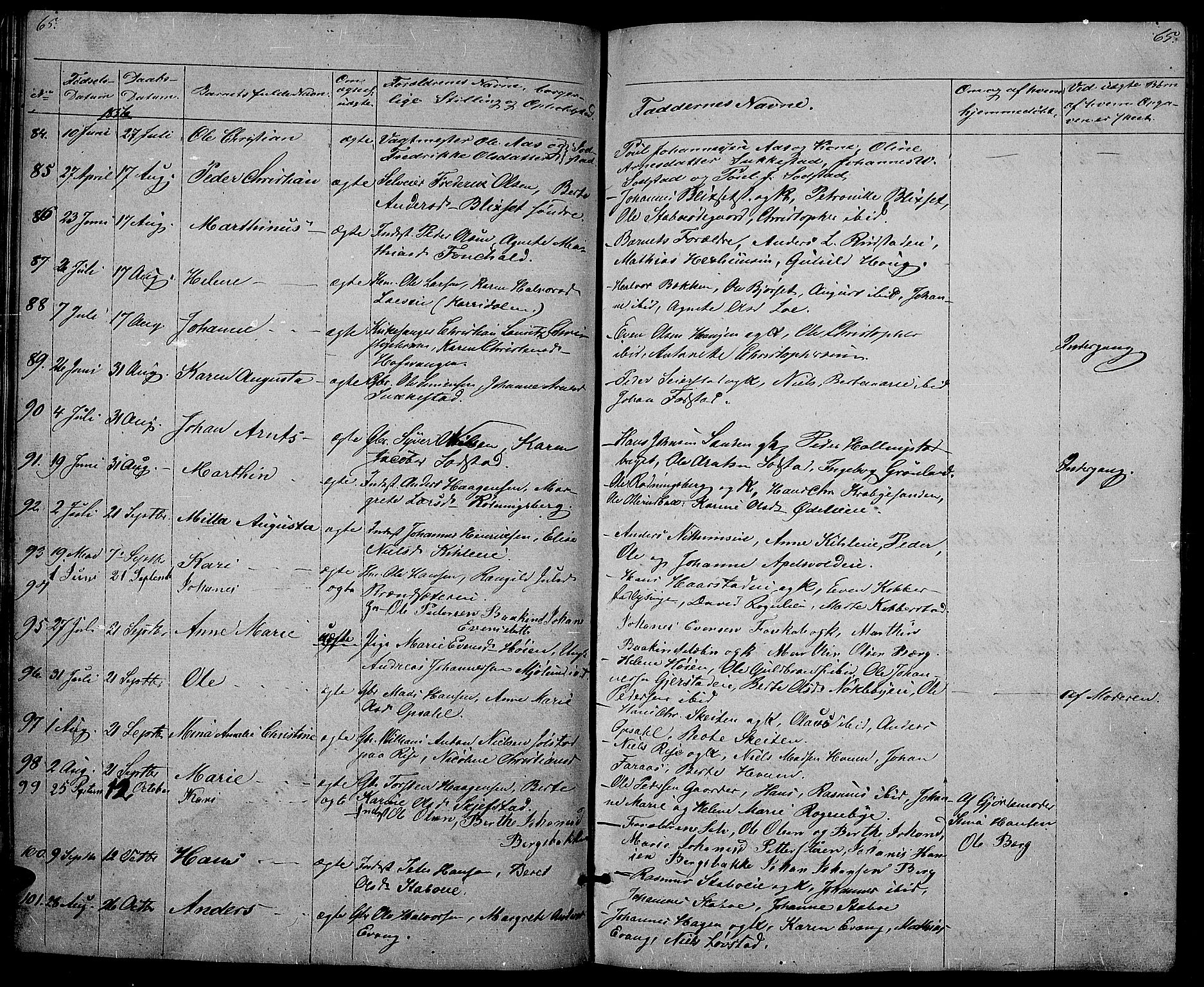 Østre Toten prestekontor, SAH/PREST-104/H/Ha/Hab/L0003: Parish register (copy) no. 3, 1848-1857, p. 65