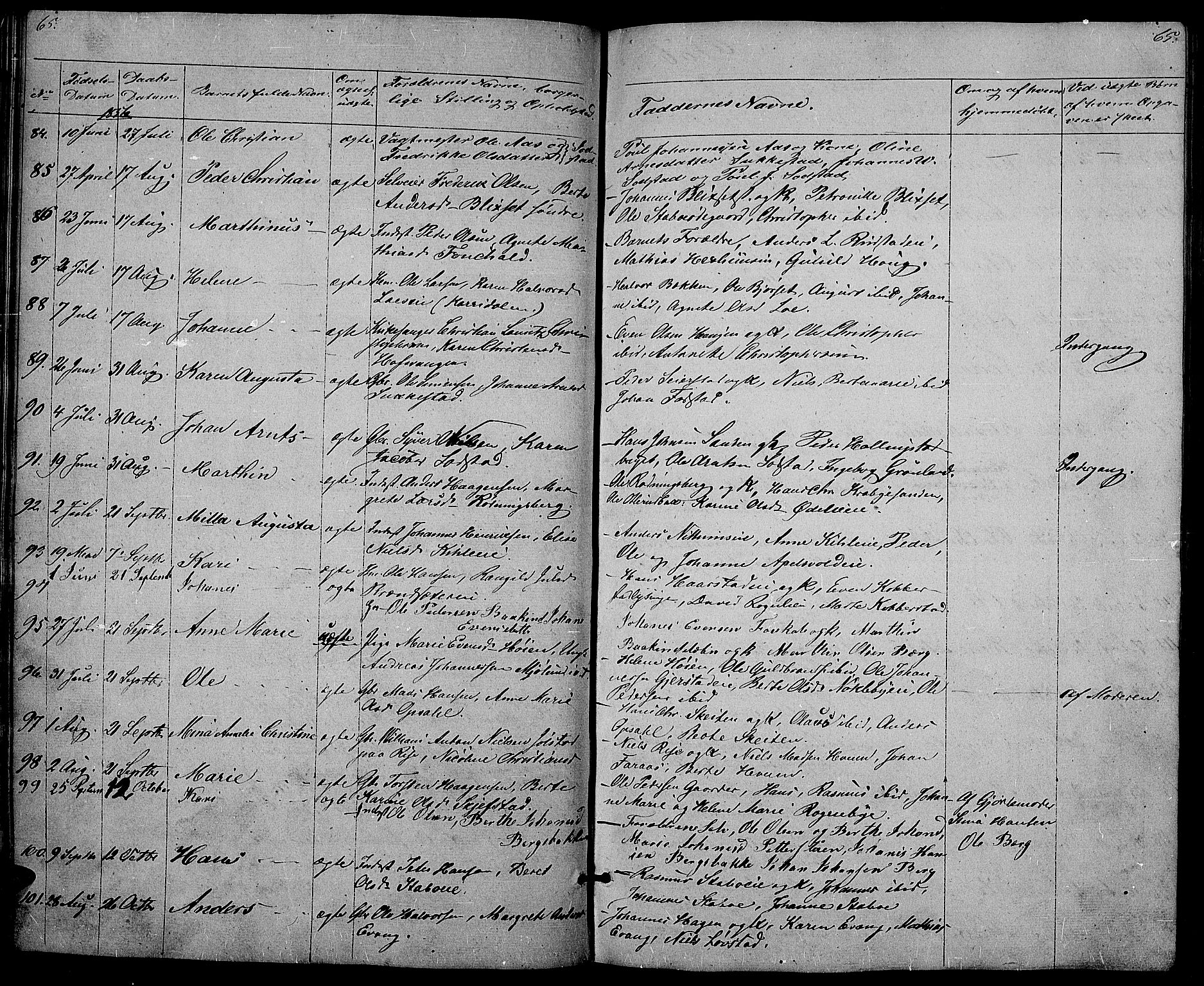 Østre Toten prestekontor, AV/SAH-PREST-104/H/Ha/Hab/L0003: Parish register (copy) no. 3, 1848-1857, p. 65