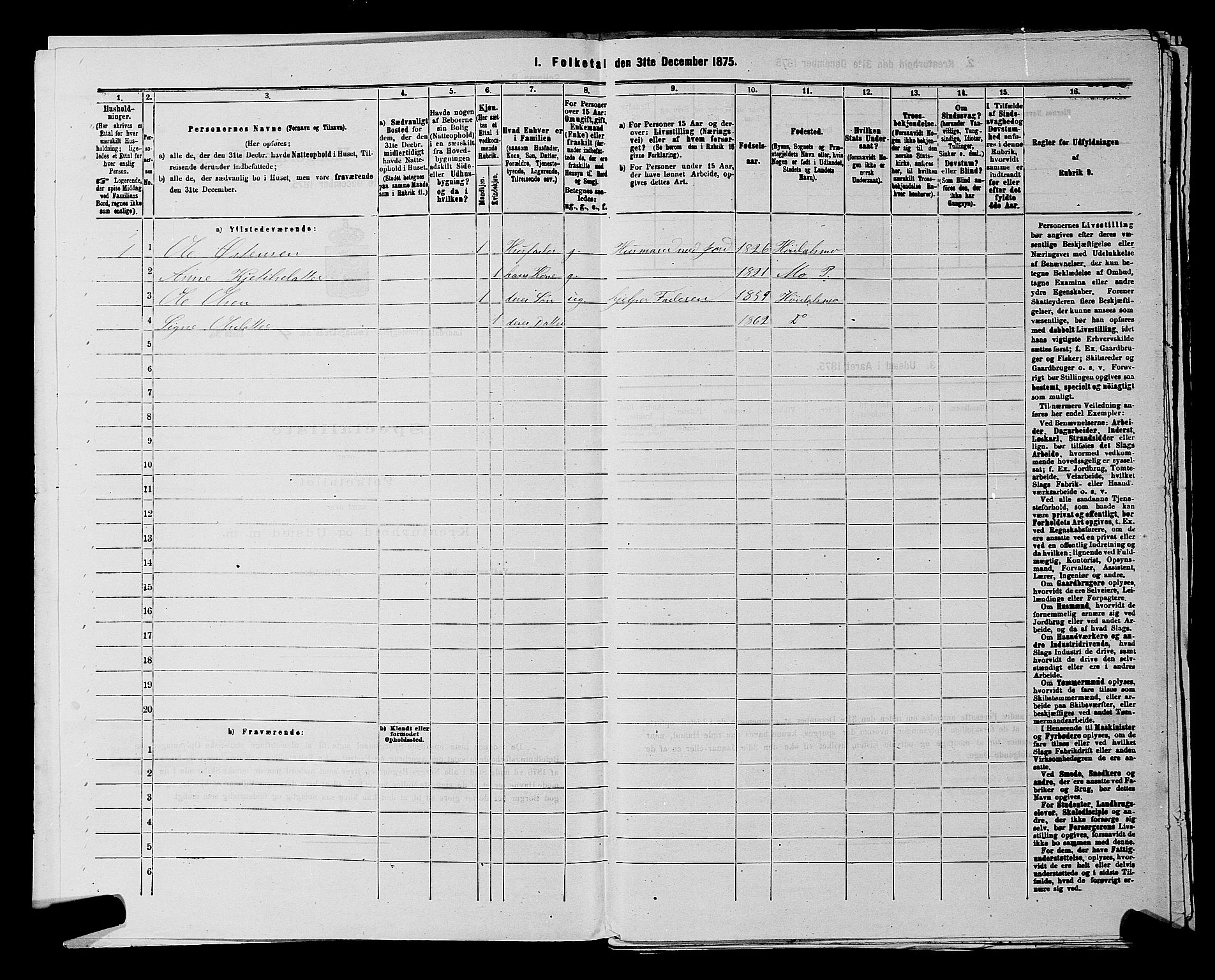 SAKO, 1875 census for 0833P Lårdal, 1875, p. 418