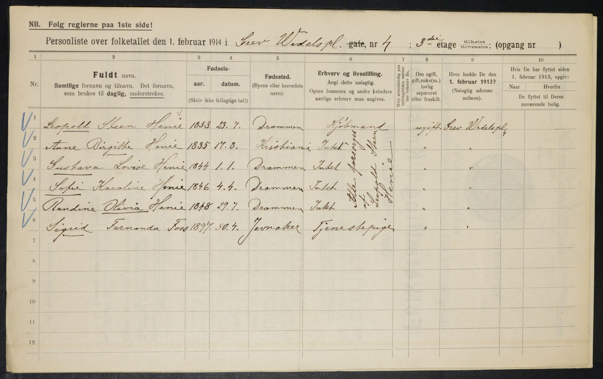 OBA, Municipal Census 1914 for Kristiania, 1914, p. 30012