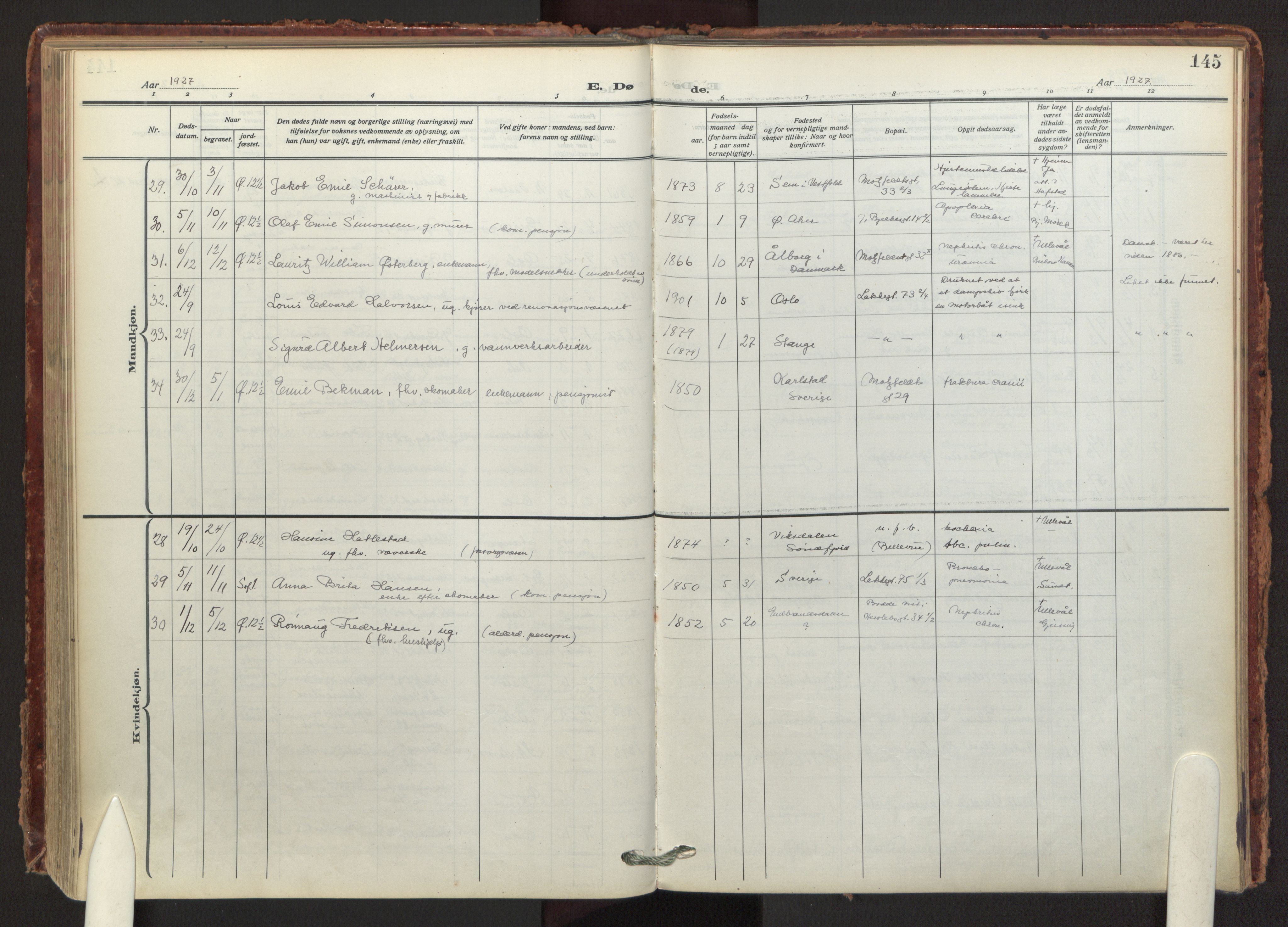 Tøyen prestekontor Kirkebøker, AV/SAO-A-10167a/F/Fa/L0003: Parish register (official) no. I 3, 1917-1933, p. 145