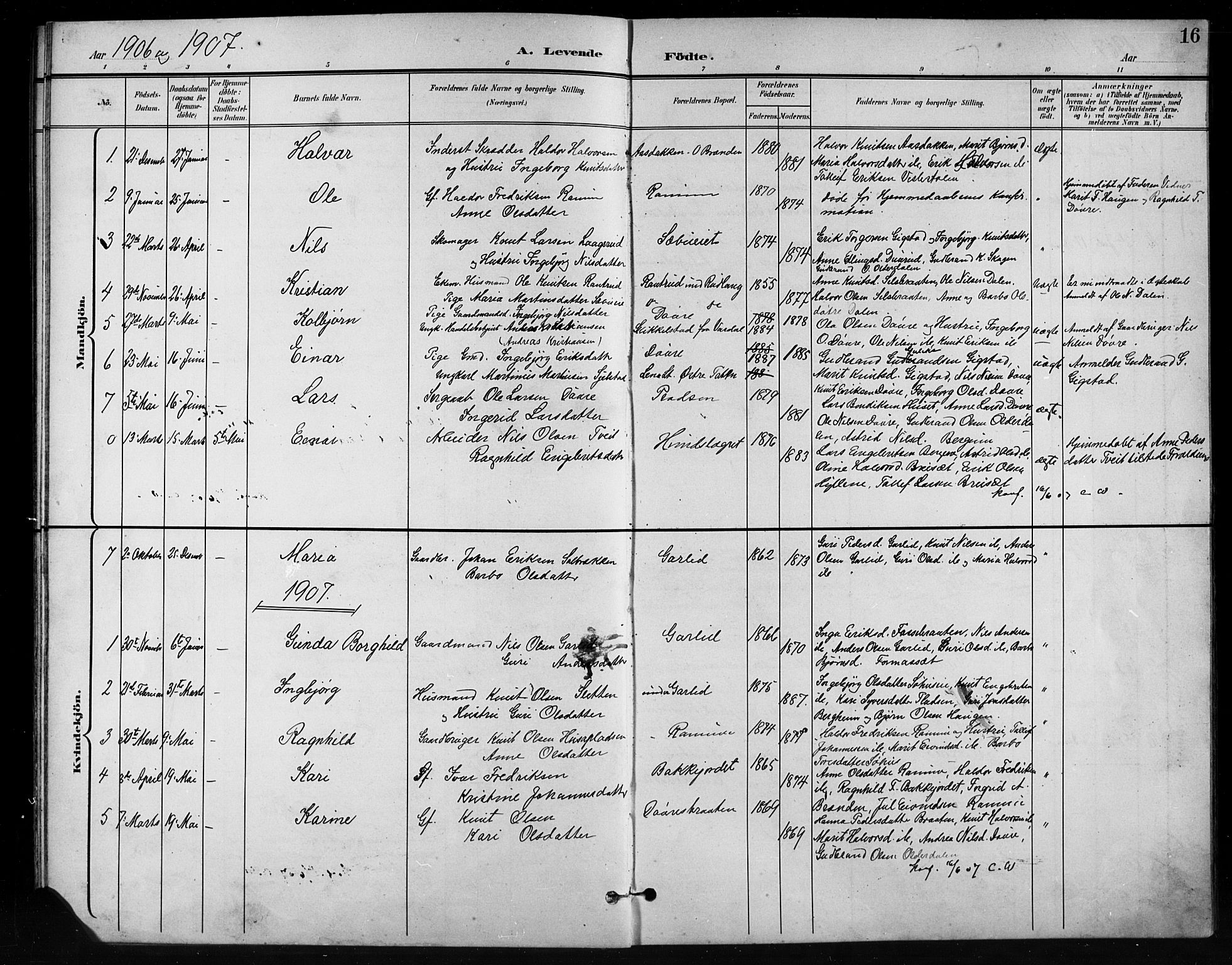 Nord-Aurdal prestekontor, SAH/PREST-132/H/Ha/Hab/L0011: Parish register (copy) no. 11, 1897-1918, p. 16