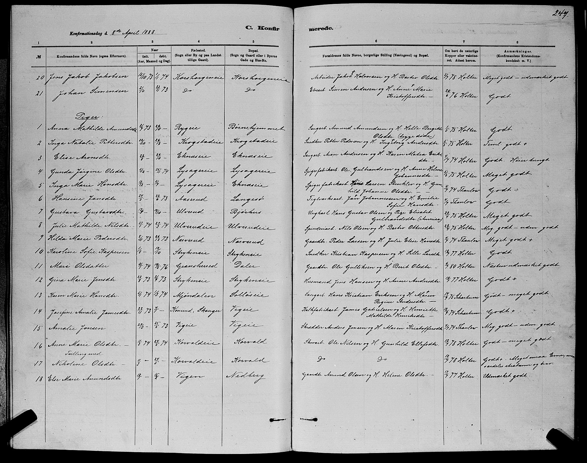 Nedre Eiker kirkebøker, AV/SAKO-A-612/G/Ga/L0002: Parish register (copy) no. 2, 1880-1896, p. 247