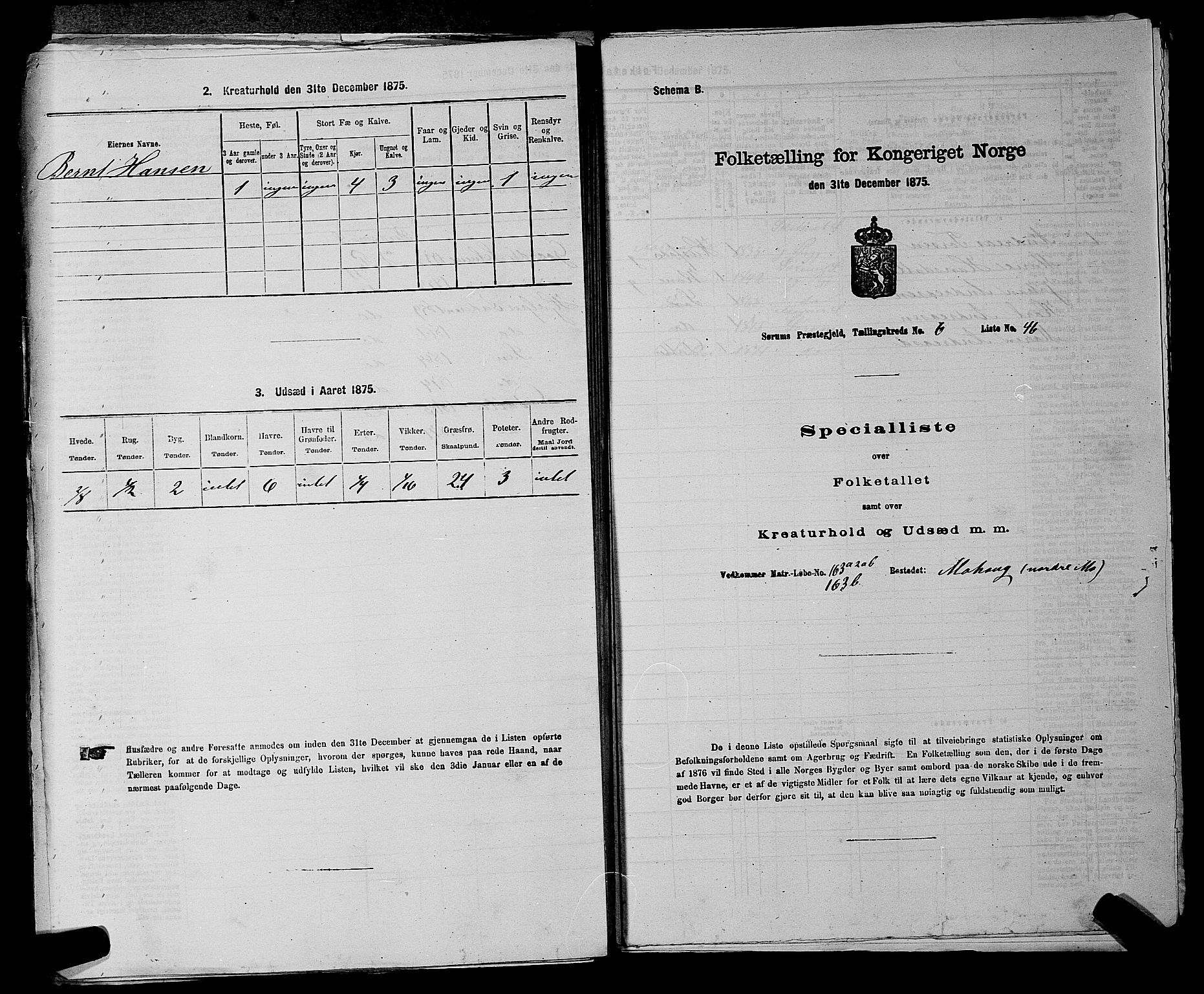 RA, 1875 census for 0226P Sørum, 1875, p. 931