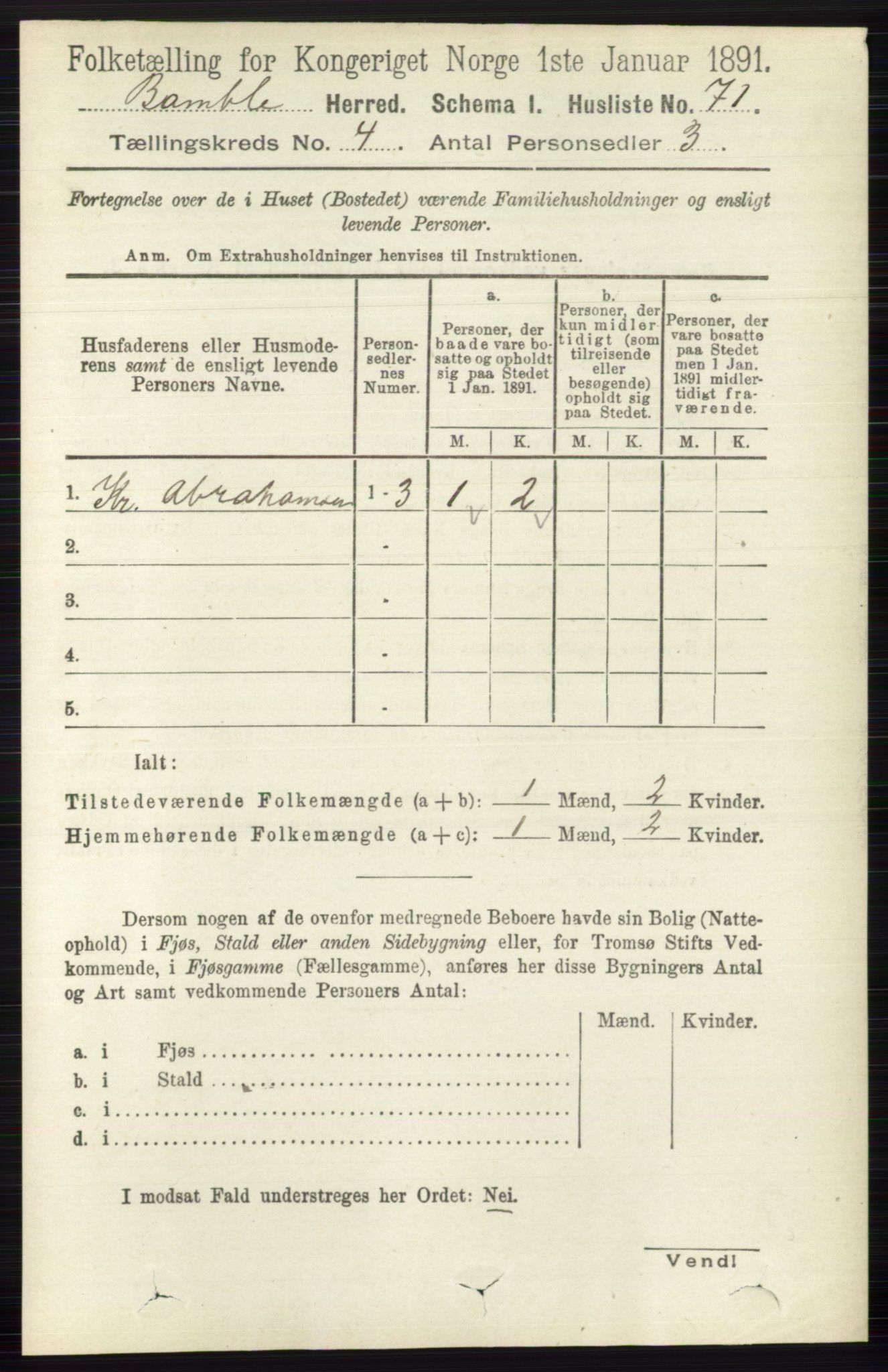 RA, 1891 census for 0814 Bamble, 1891, p. 1808