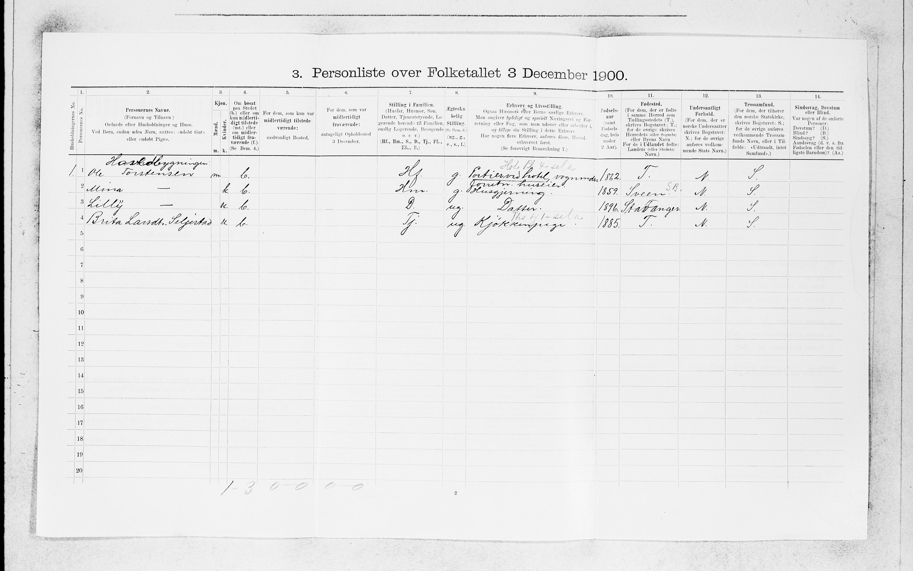 SAB, 1900 census for Ullensvang, 1900, p. 478