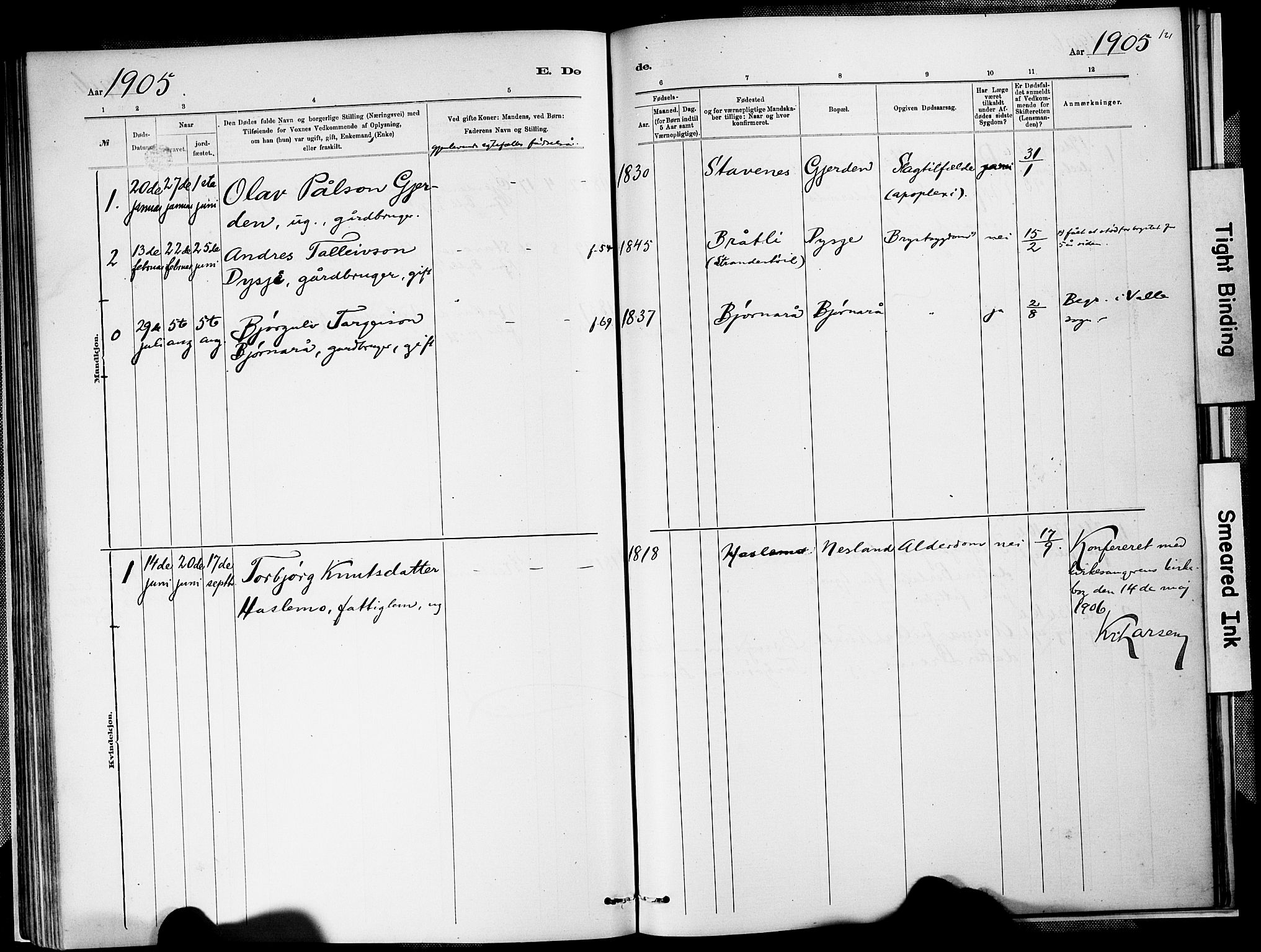 Valle sokneprestkontor, SAK/1111-0044/F/Fa/Faa/L0001: Parish register (official) no. A 1, 1882-1907, p. 121