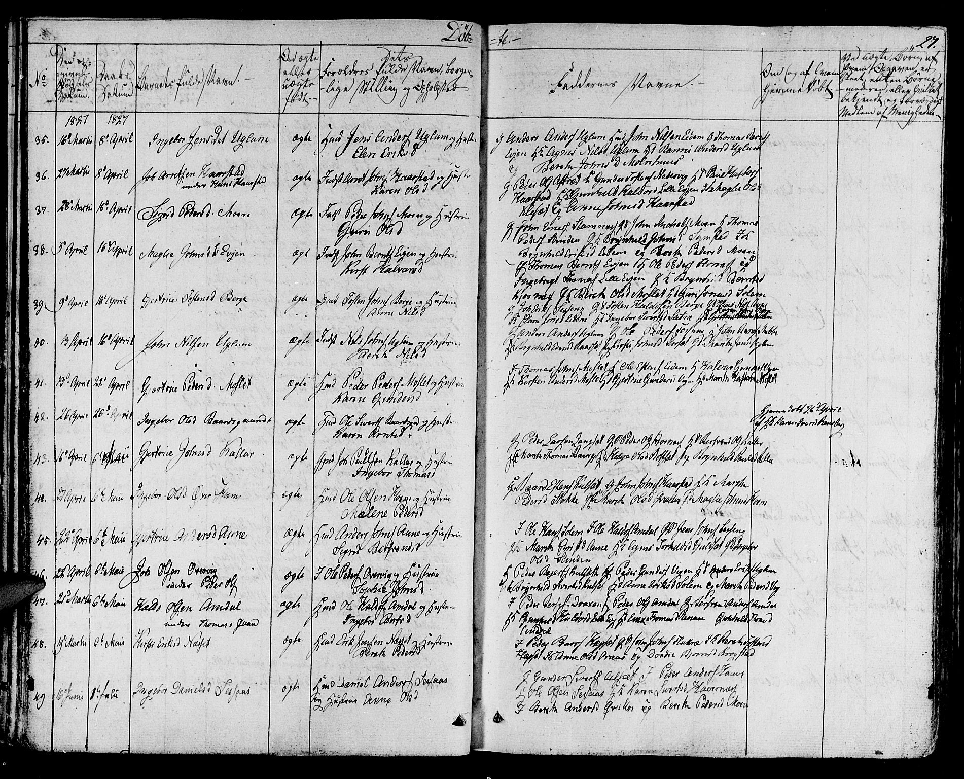 Ministerialprotokoller, klokkerbøker og fødselsregistre - Sør-Trøndelag, SAT/A-1456/695/L1143: Parish register (official) no. 695A05 /1, 1824-1842, p. 27