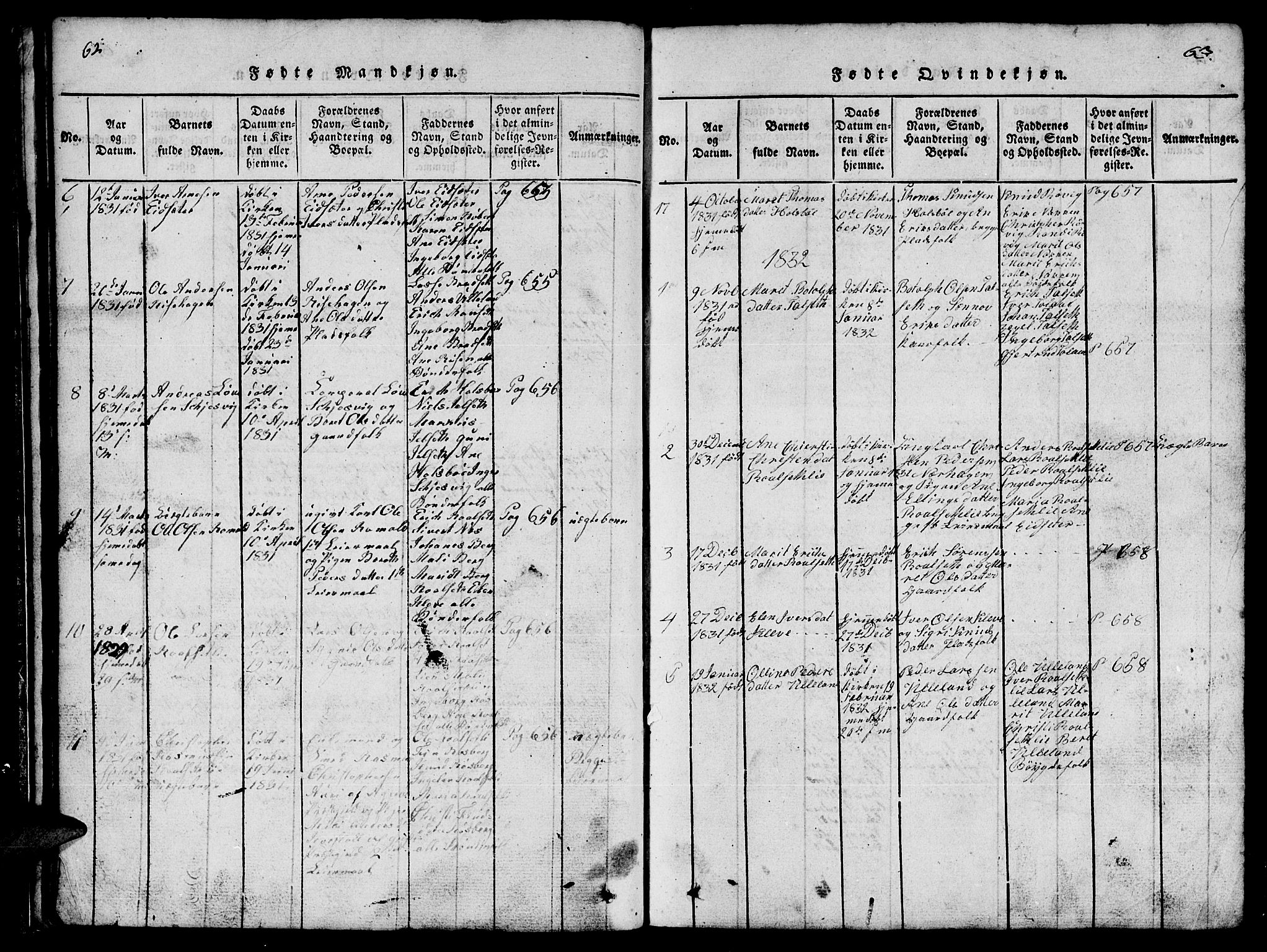 Ministerialprotokoller, klokkerbøker og fødselsregistre - Møre og Romsdal, SAT/A-1454/557/L0683: Parish register (copy) no. 557C01, 1818-1862, p. 62-63