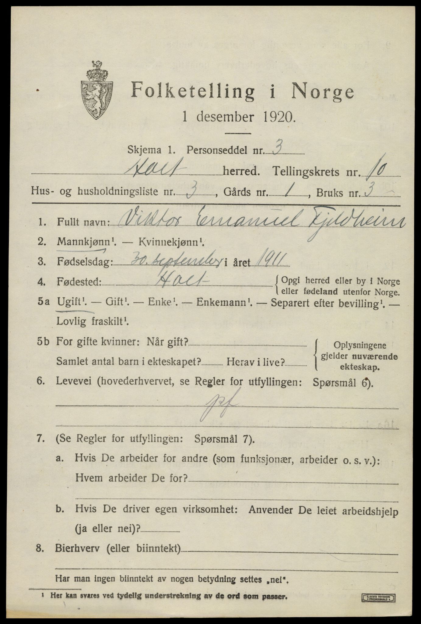 SAK, 1920 census for Holt, 1920, p. 5730