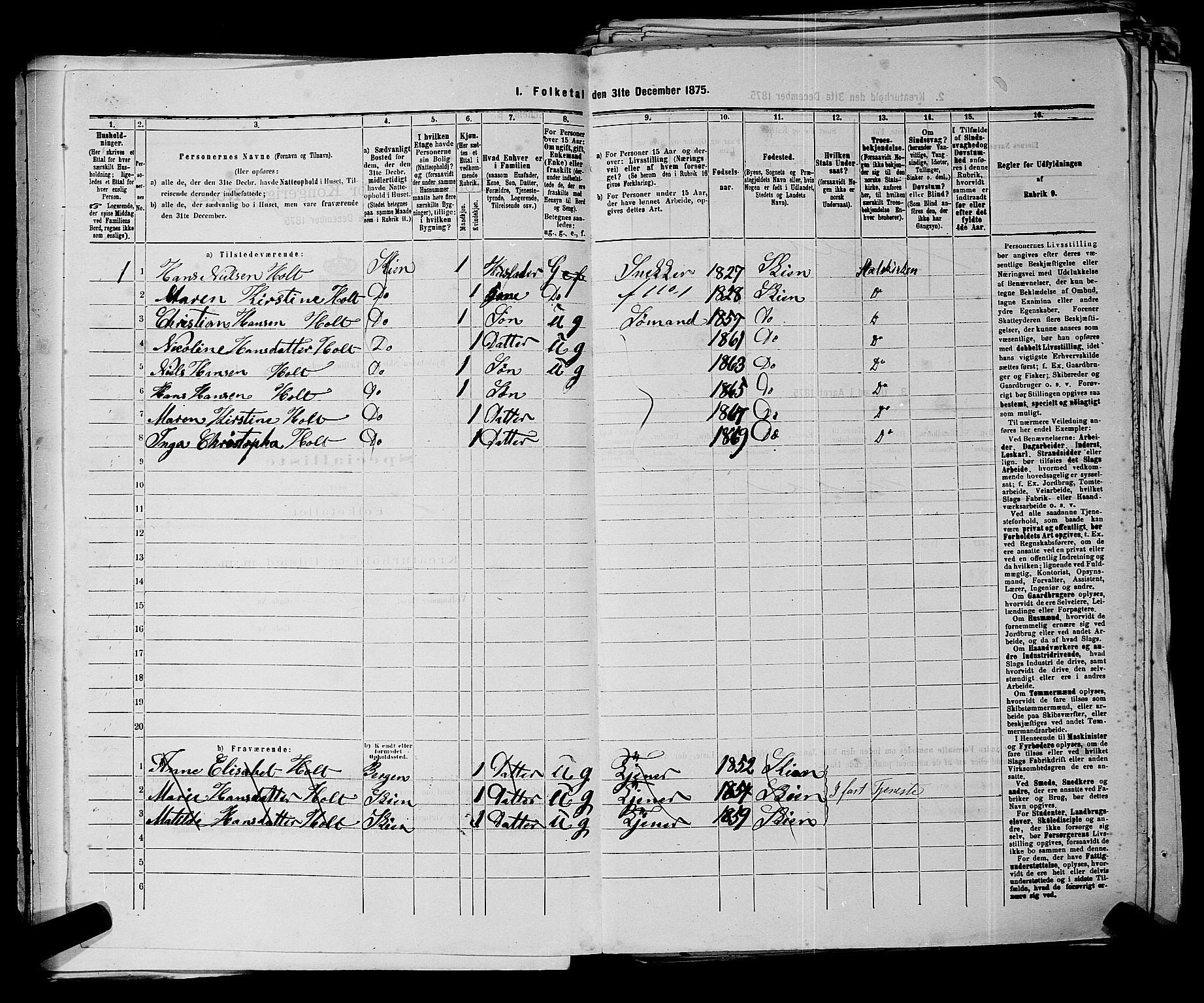 SAKO, 1875 census for 0806P Skien, 1875, p. 1076