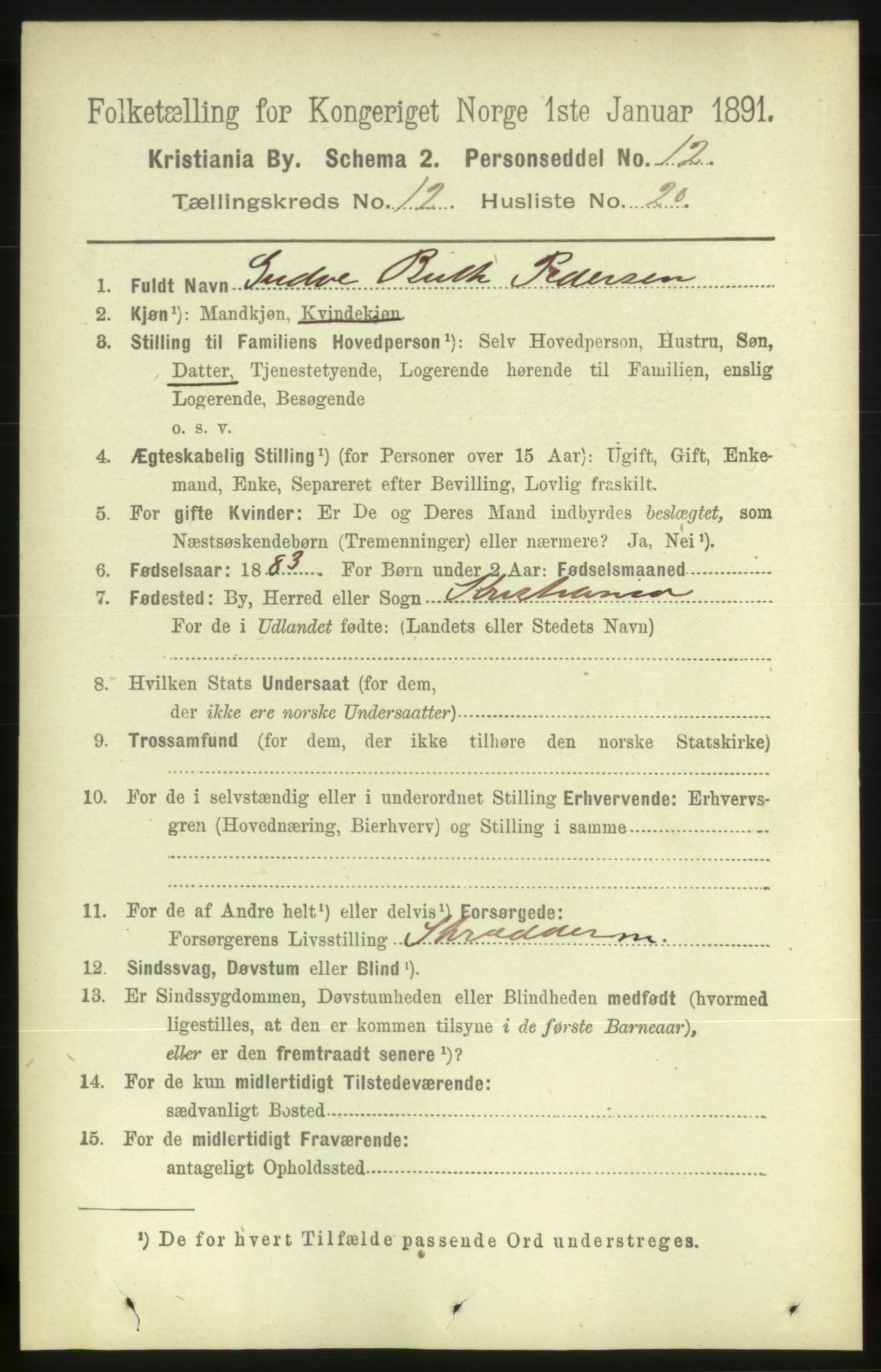 RA, 1891 census for 0301 Kristiania, 1891, p. 5769