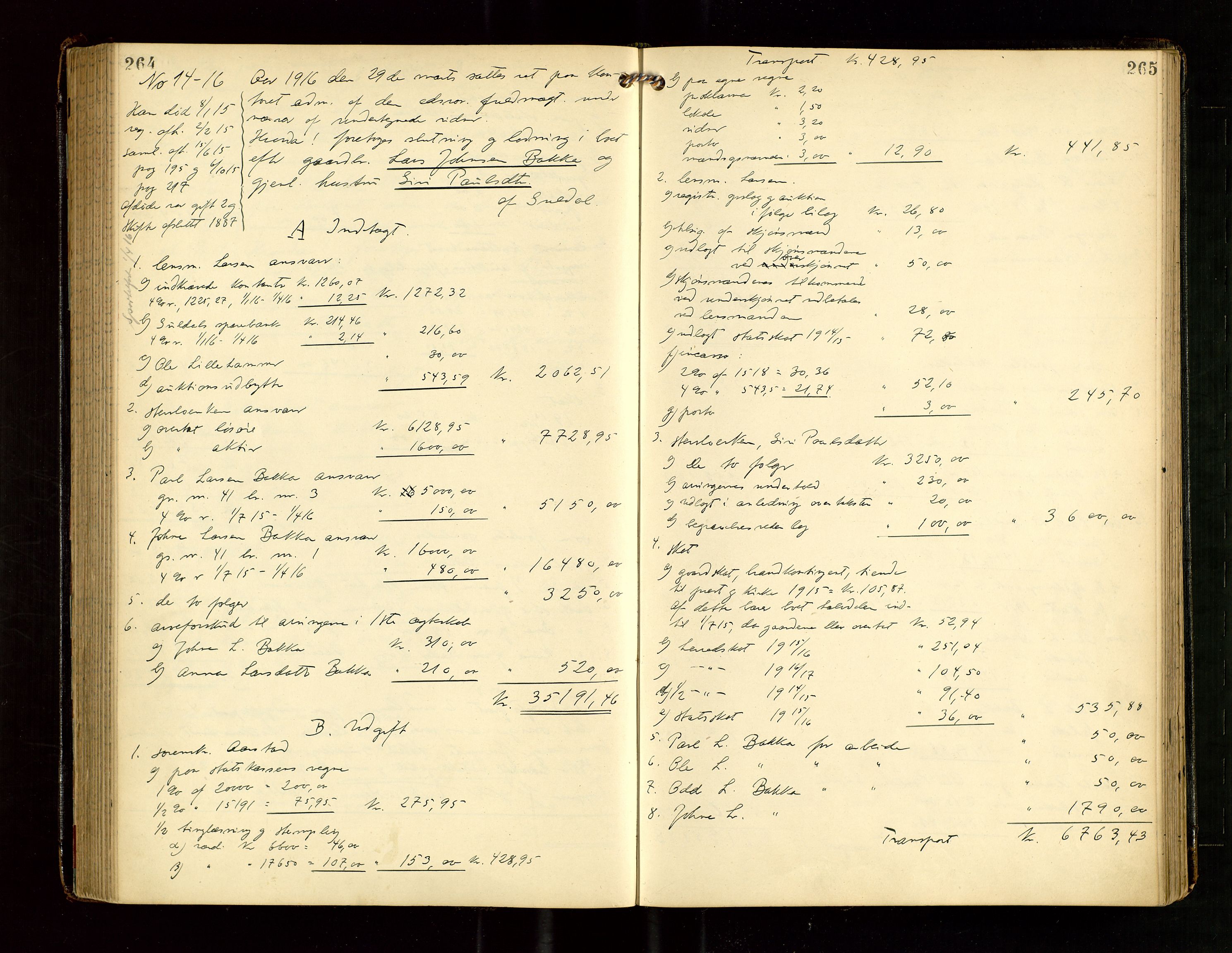 Ryfylke tingrett, AV/SAST-A-100055/001/IV/IVG/L0004: Skifteutlodningsprotokoll Med register, 1912-1918, p. 264-265