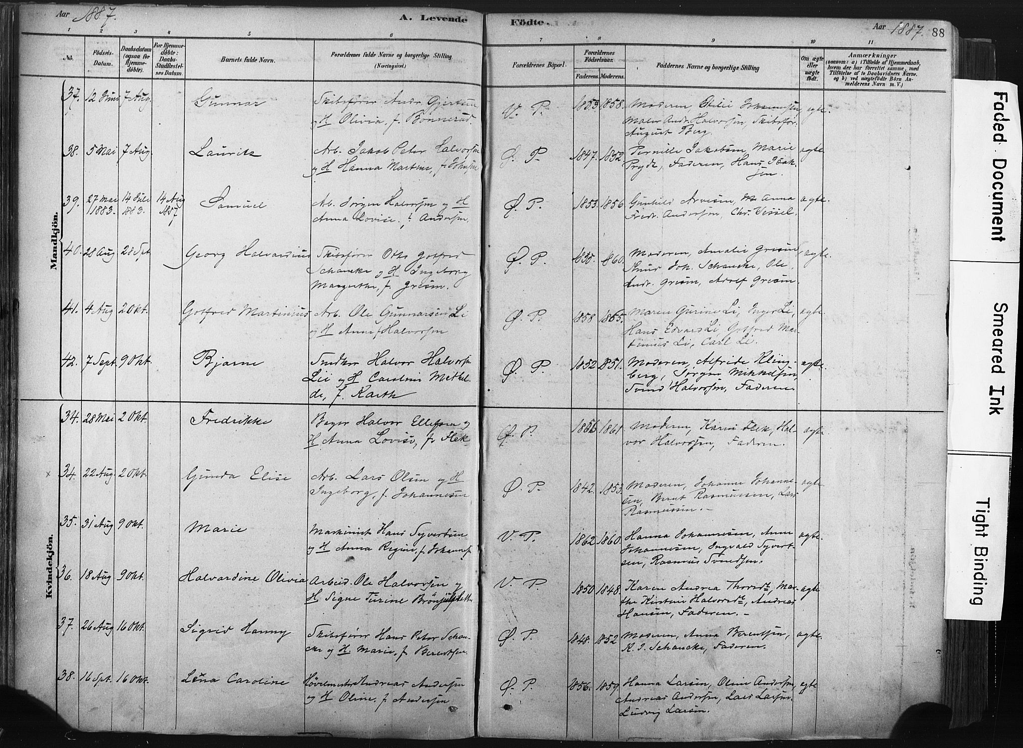 Porsgrunn kirkebøker , AV/SAKO-A-104/F/Fa/L0008: Parish register (official) no. 8, 1878-1895, p. 88