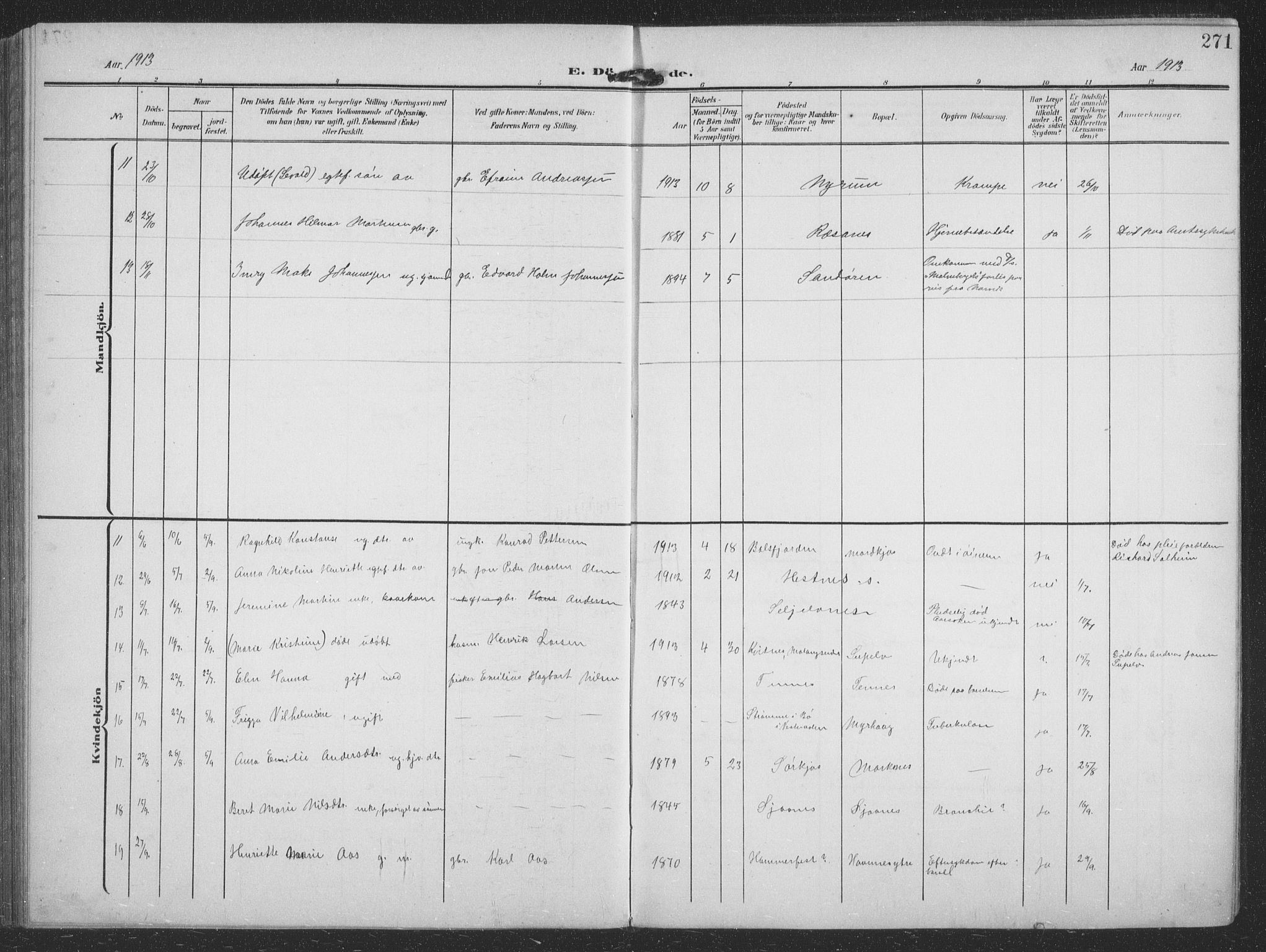 Balsfjord sokneprestembete, AV/SATØ-S-1303/G/Ga/L0009klokker: Parish register (copy) no. 9, 1906-1920, p. 271