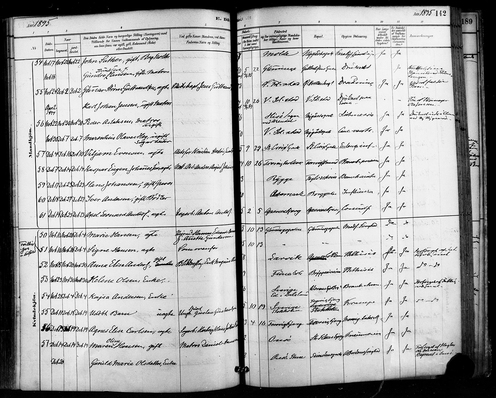 Fredrikstad domkirkes prestekontor Kirkebøker, AV/SAO-A-10906/F/Fa/L0003: Parish register (official) no. 3, 1878-1904, p. 142