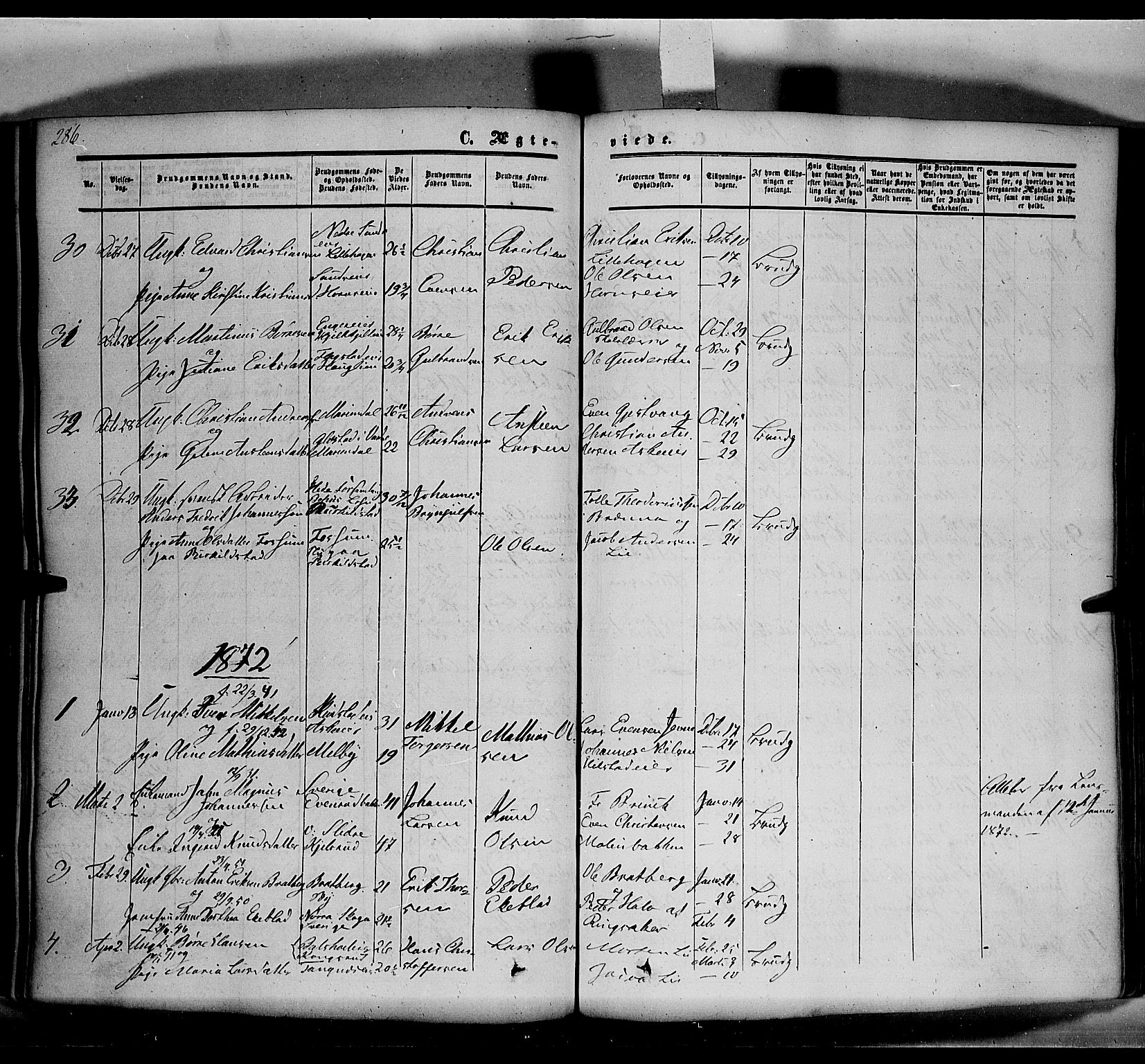 Nes prestekontor, Hedmark, SAH/PREST-020/K/Ka/L0004: Parish register (official) no. 4, 1852-1886, p. 286