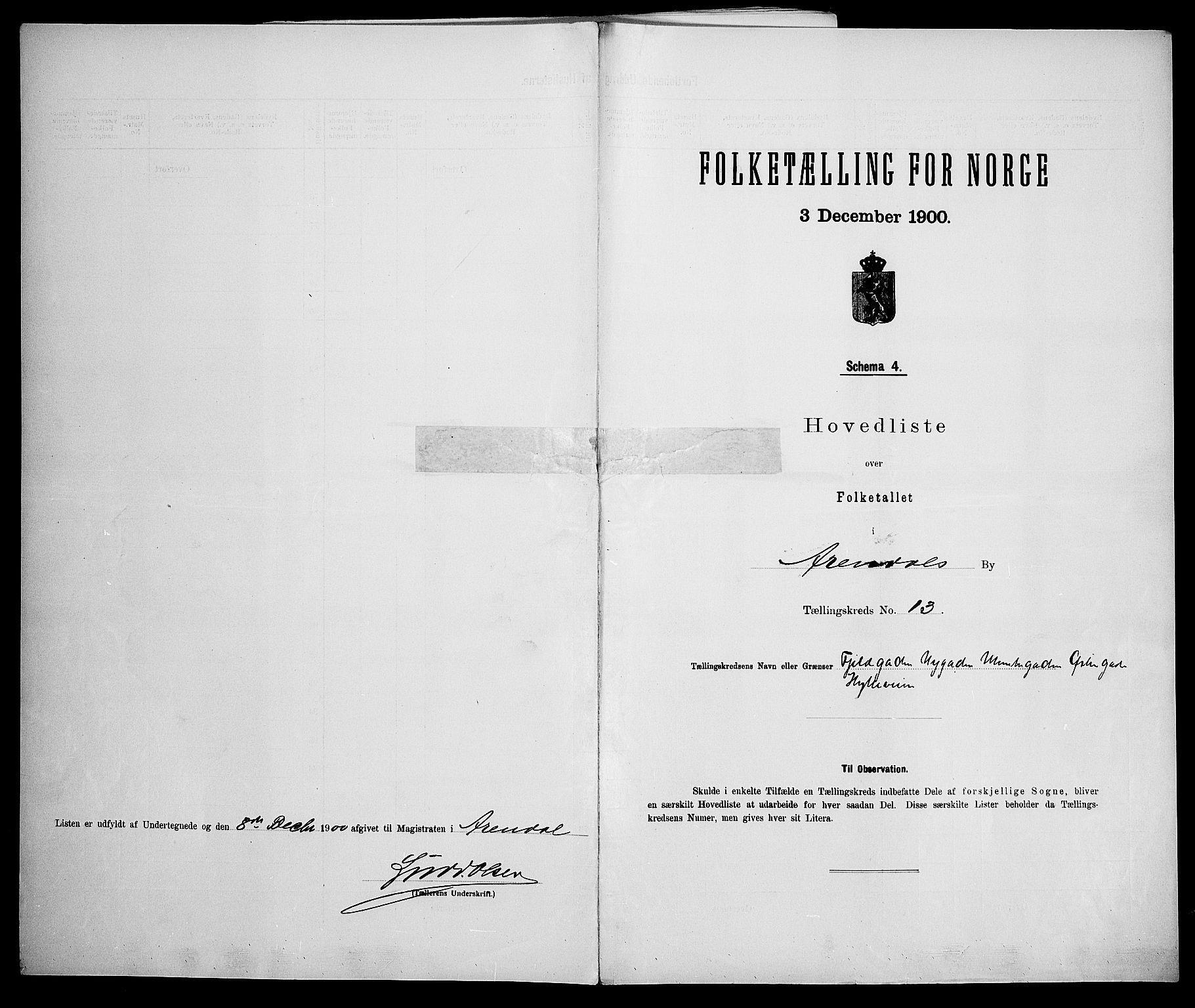 SAK, 1900 census for Arendal, 1900, p. 51