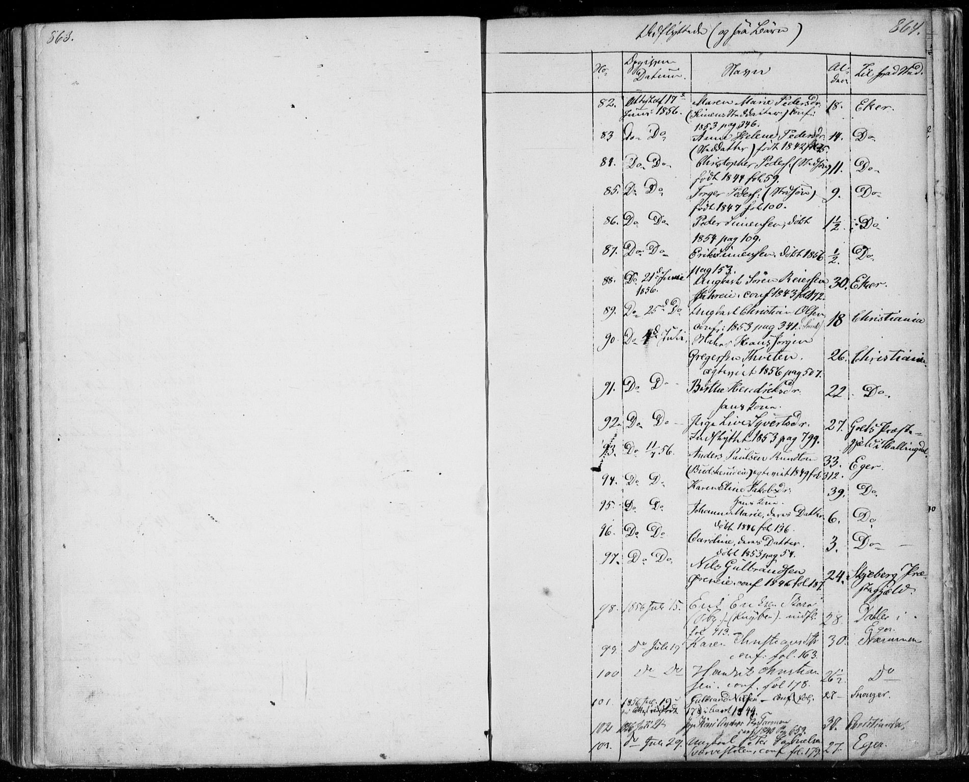 Modum kirkebøker, AV/SAKO-A-234/F/Fa/L0008: Parish register (official) no. 8, 1851-1859, p. 863-864