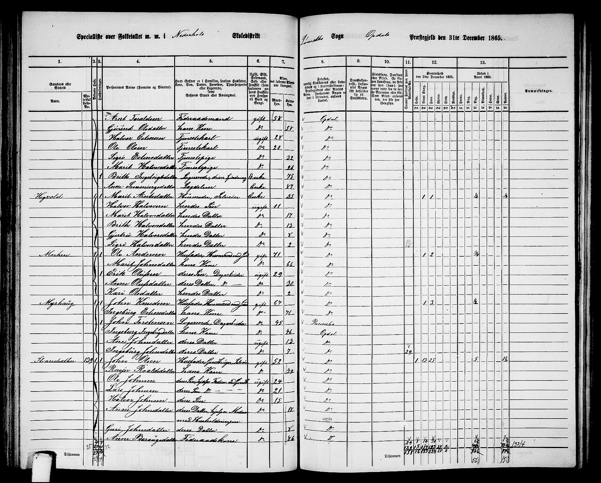 RA, 1865 census for Oppdal, 1865, p. 85