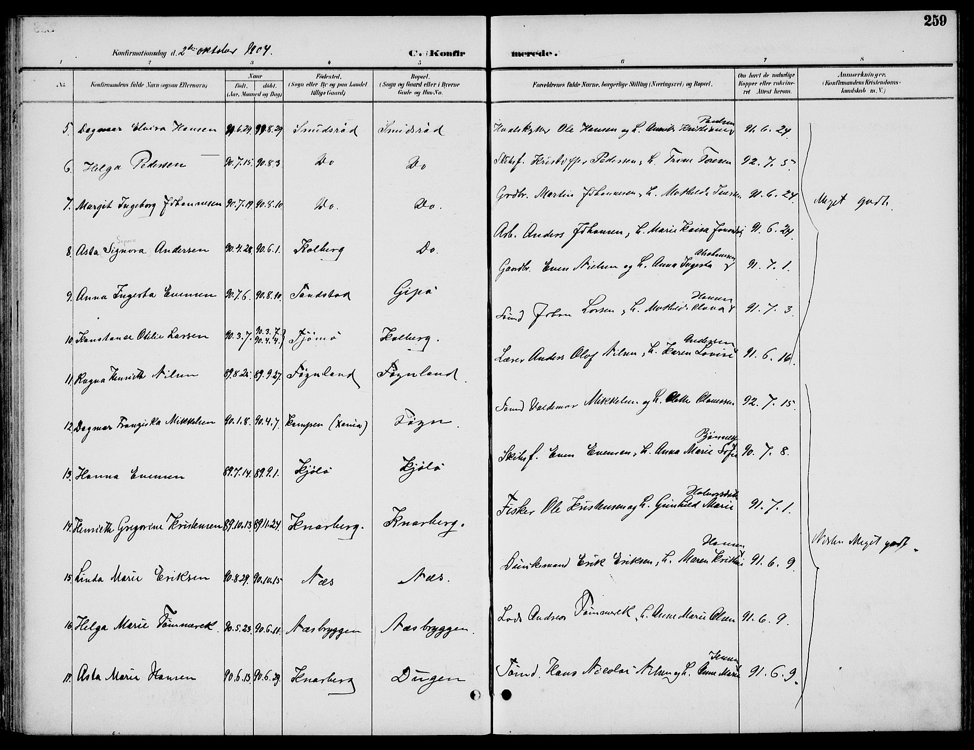 Nøtterøy kirkebøker, AV/SAKO-A-354/F/Fa/L0009: Parish register (official) no. I 9, 1894-1907, p. 259